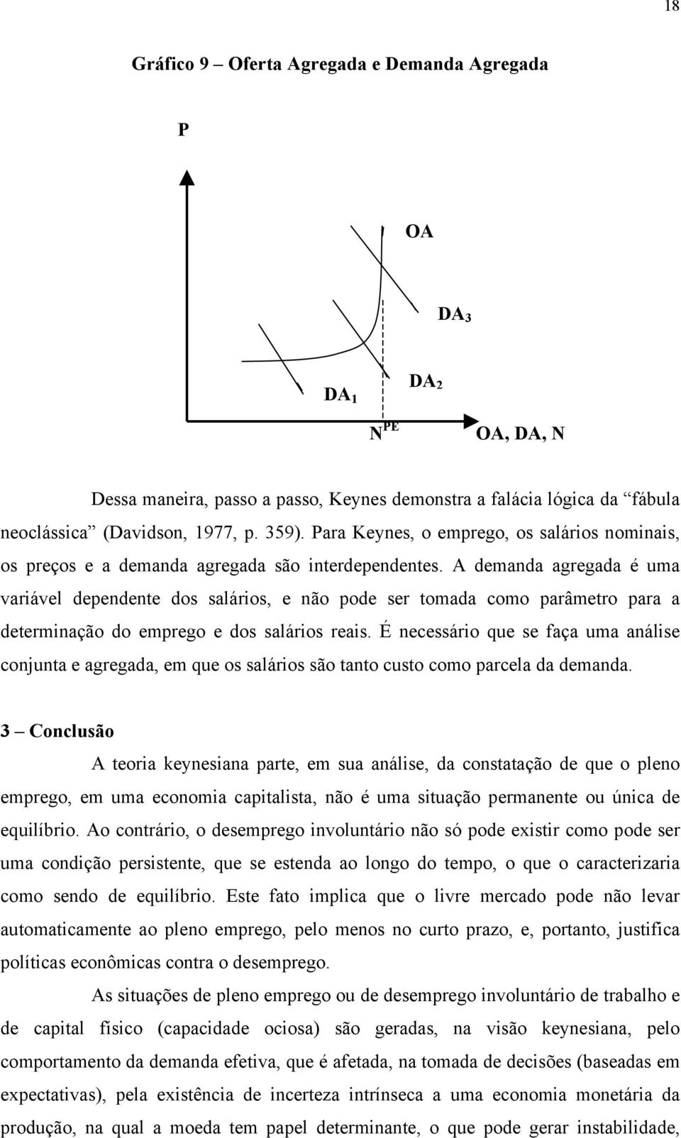 A demanda agregada é uma variável dependente dos salários, e não pode ser tomada como parâmetro para a determinação do emprego e dos salários reais.