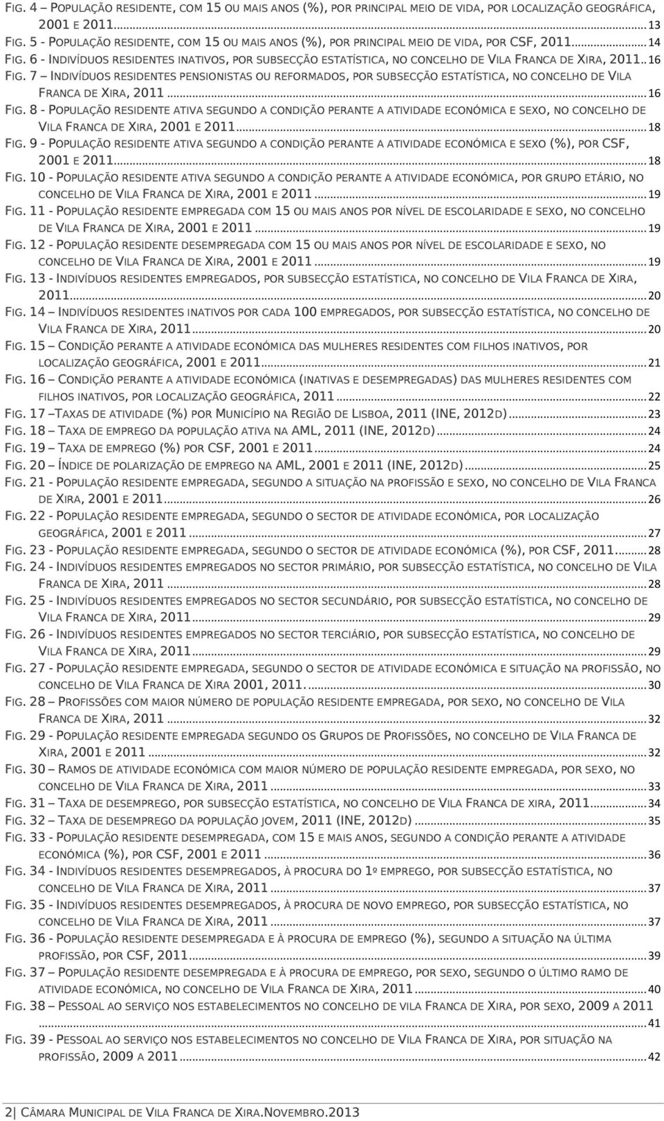 6 - INDIVÍDUOS RESIDENTES INATIVOS, POR SUBSECÇÃO ESTATÍSTICA, NO CONCELHO DE VILA FRANCA DE XIRA, 2011.. 16 FIG.