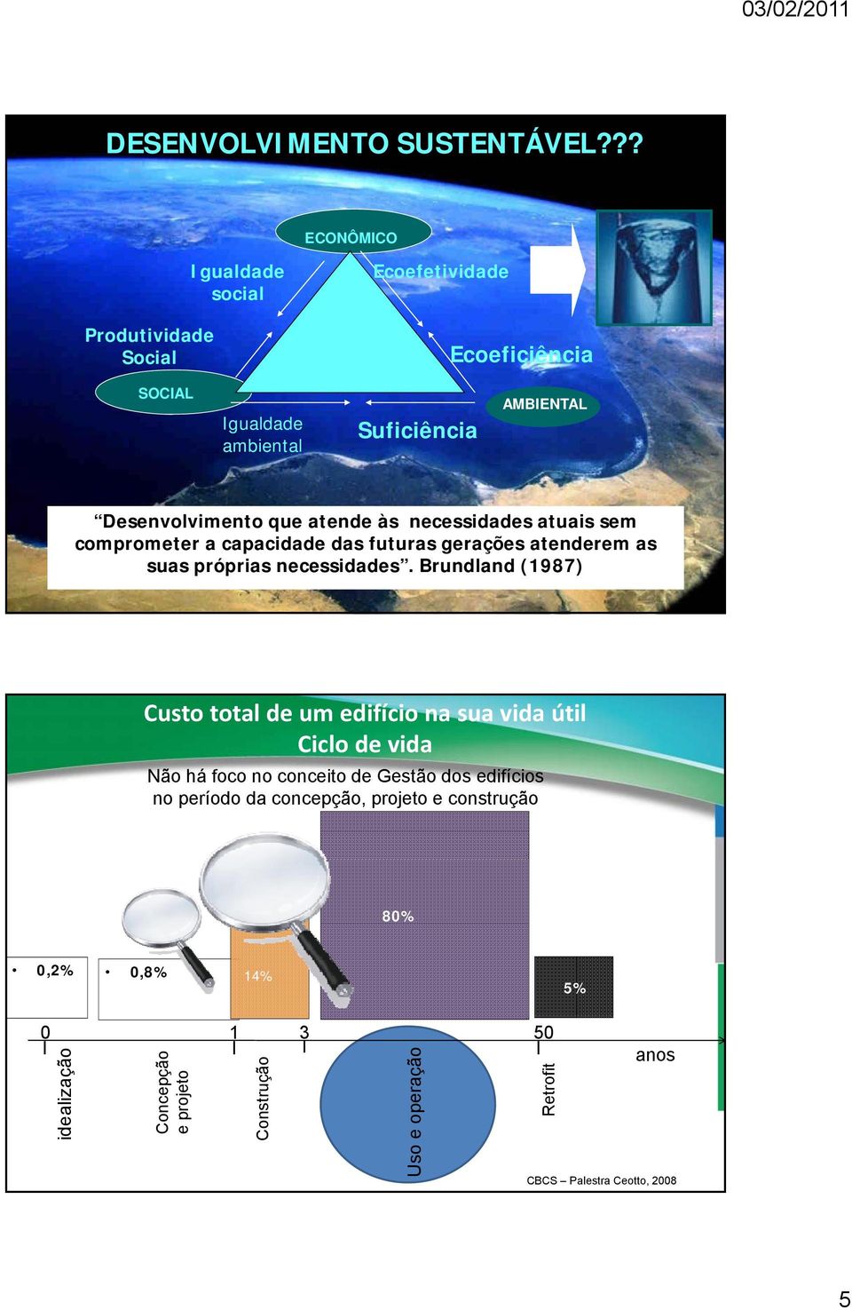 atende às necessidades atuais sem comprometer a capacidade das futuras gerações atenderem as suas próprias necessidades.