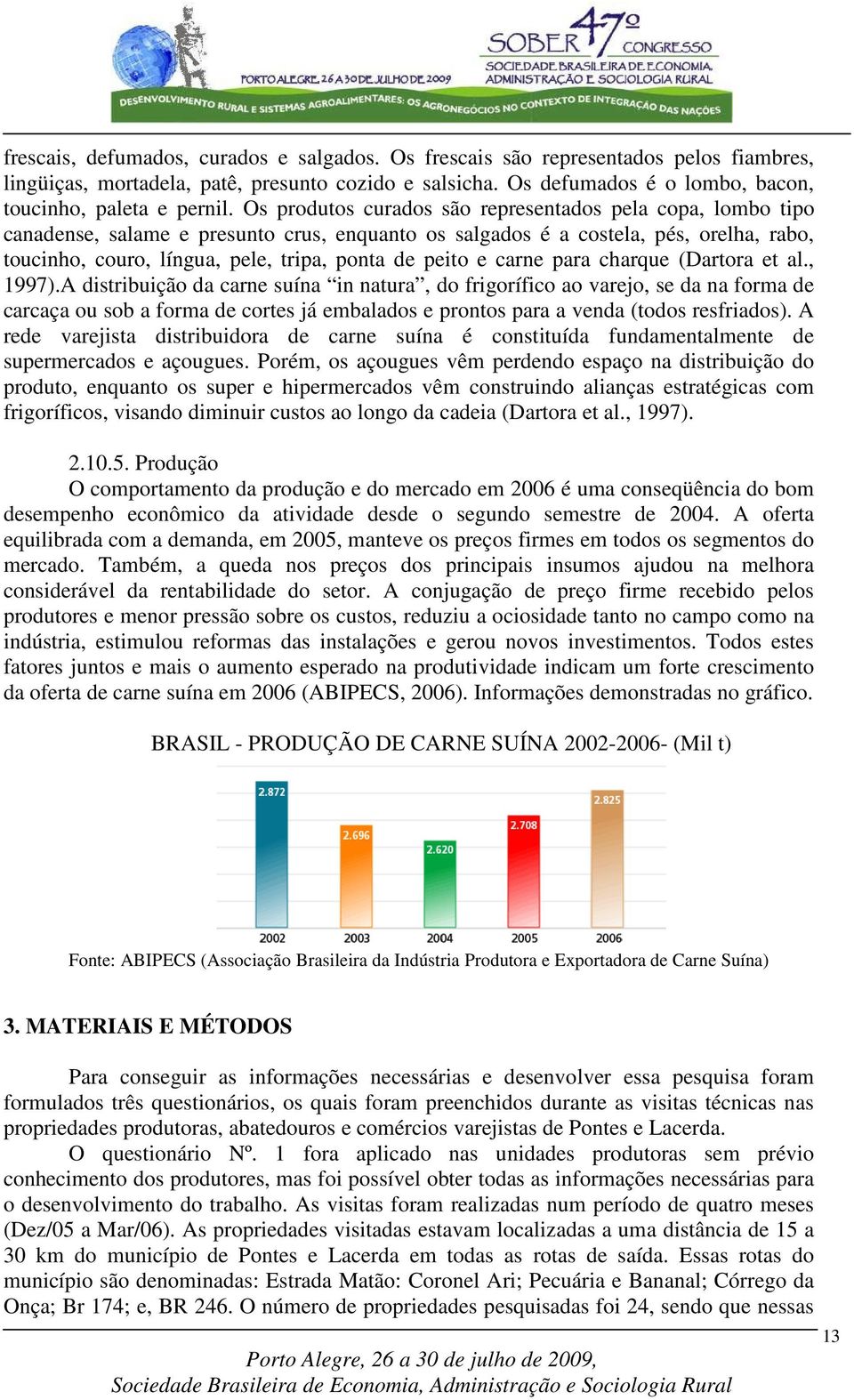 peito e carne para charque (Dartora et al., 1997).