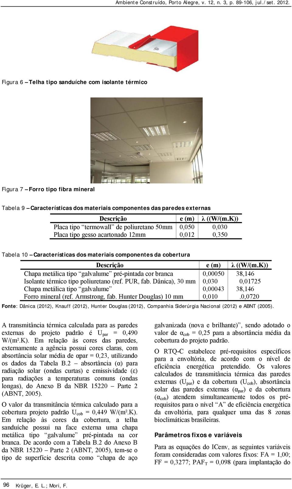 K)) Chapa metálica tipo galvalume pré-pintada cor branca 0,00050 38,146 Isolante térmico tipo poliuretano (ref. PUR, fab.