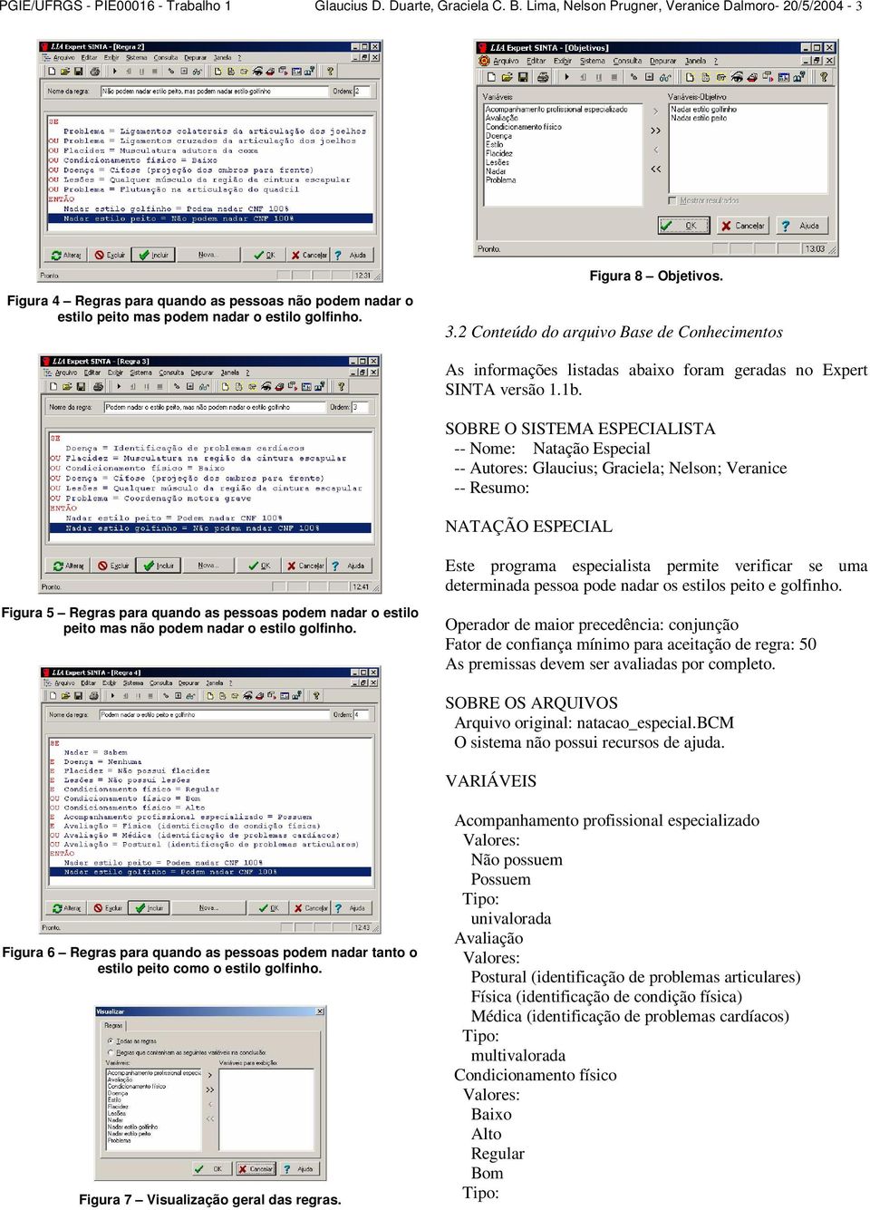 2 Conteúdo do arquivo Base de Conhecimentos As informações listadas abaixo foram geradas no Expert SINTA versão 1.1b.