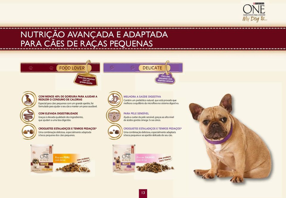 S ntes COM MENOS 40% DE GORDURA PARA AJUDAR A REDUZIR O CONSUMO DE CALORIAS Especial para cães pequenos com um grande apetite, foi formulado para ajudar o seu cão a manter um peso saudável.