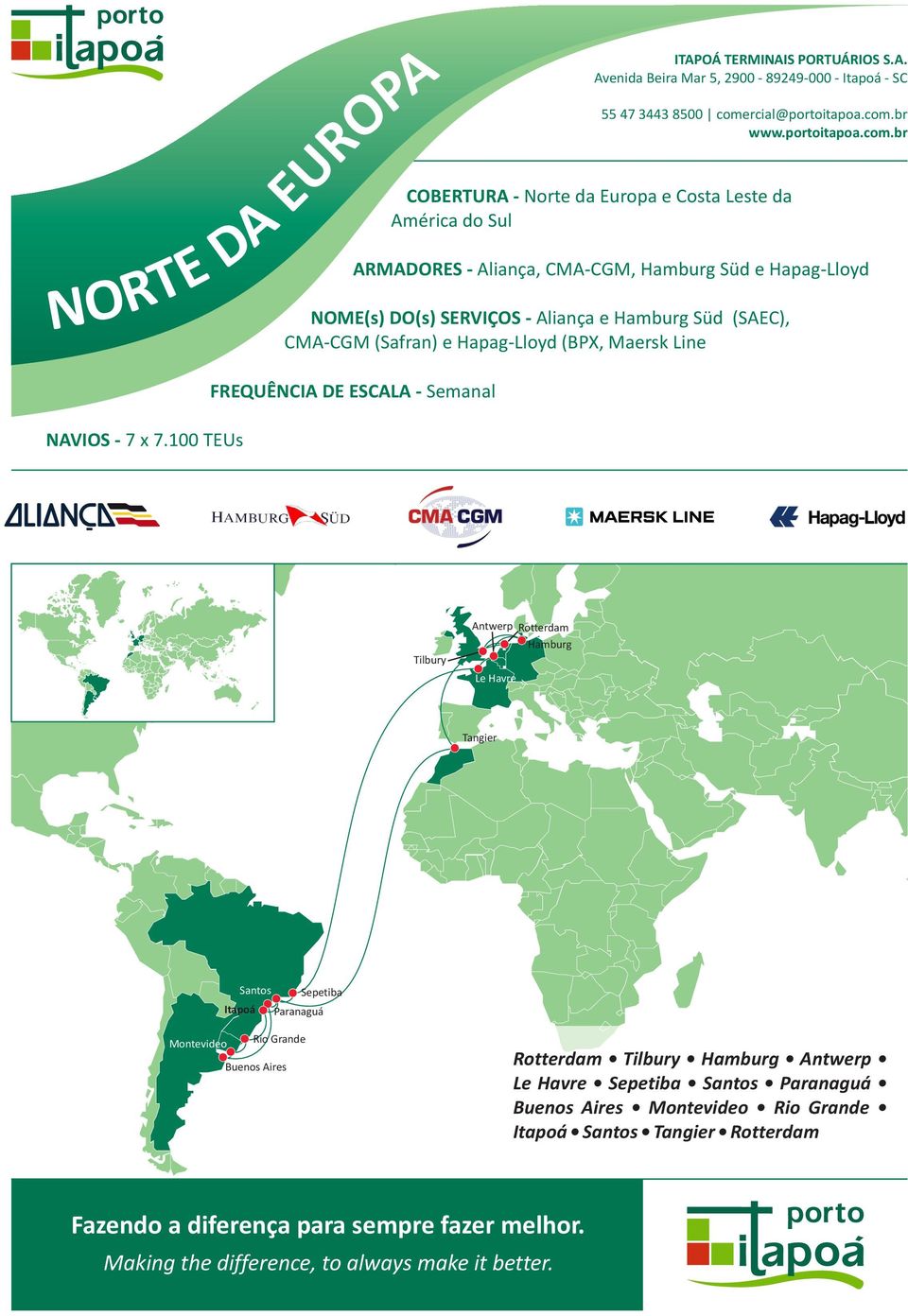 Hamburg Süd e Hapag-Lloyd NOME(s) DO(s) SERVIÇOS - Aliança e Hamburg Süd (SAEC), CMA-CGM (Safran) e