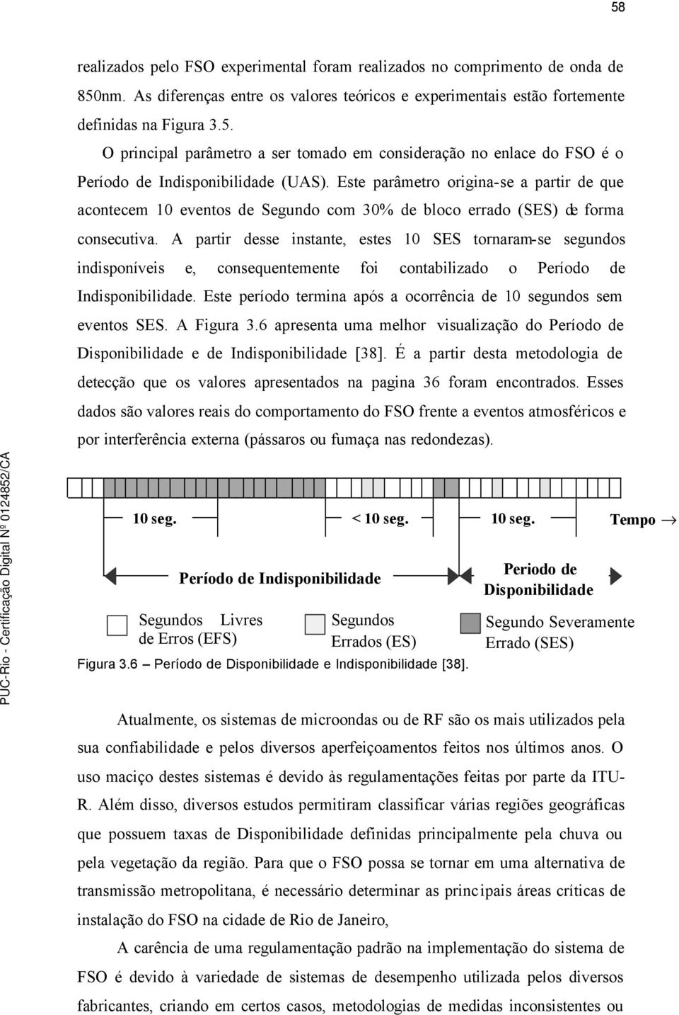 A partir desse instante, estes 10 SES tornaram-se segundos indisponíveis e, consequentemente foi contabilizado o Período de Indisponibilidade.