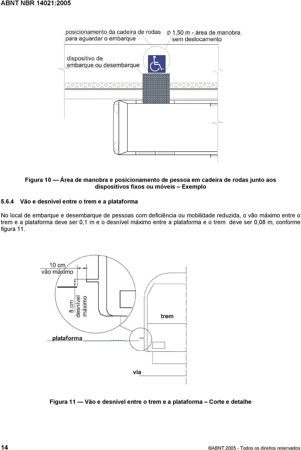 reduzida, o vão máximo entre o trem e a plataforma deve ser 0,1 m e o desnível máximo entre a plataforma e o trem deve ser