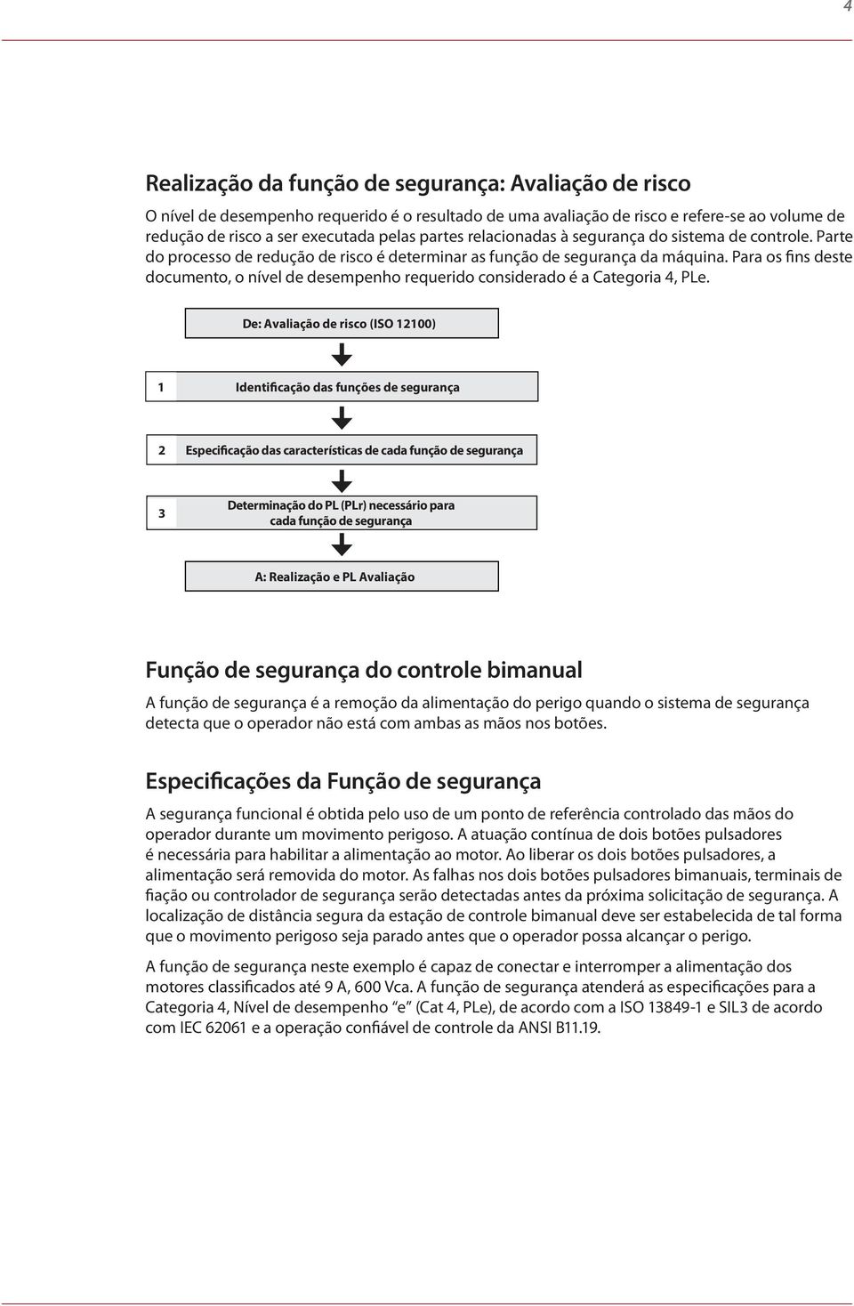 Para os fins deste documento, o nível de desempenho requerido considerado é a Categoria 4, PLe.