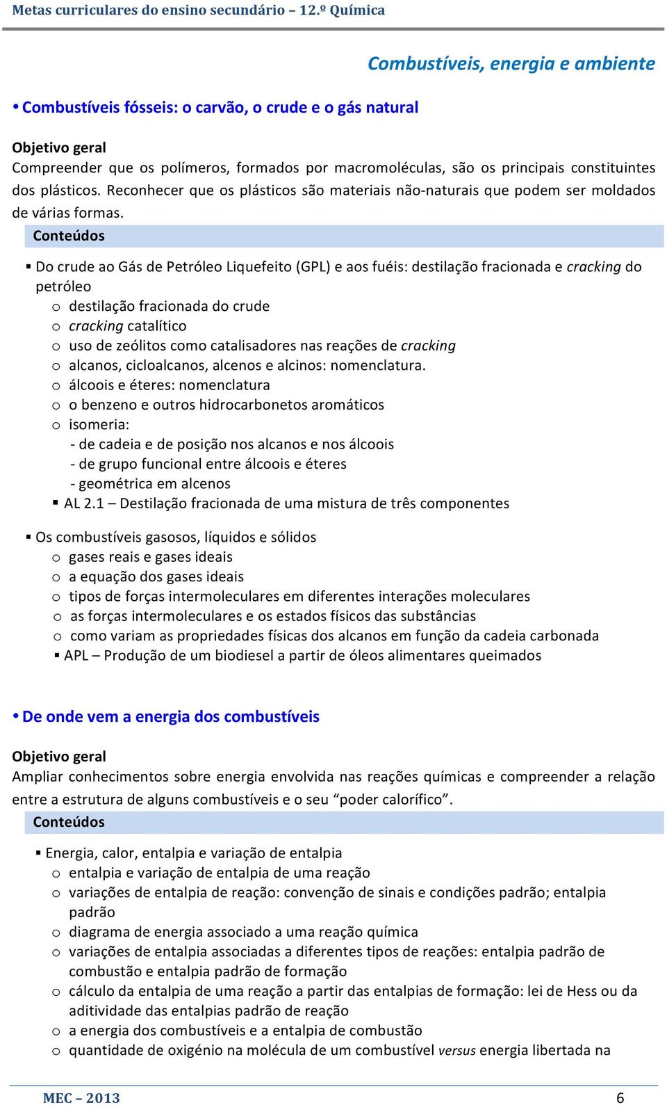 Conteúdos Do crude ao Gás de Petróleo Liquefeito (GPL) e aos fuéis: destilação fracionada e cracking do petróleo o destilação fracionada do crude o cracking catalítico o uso de zeólitos como