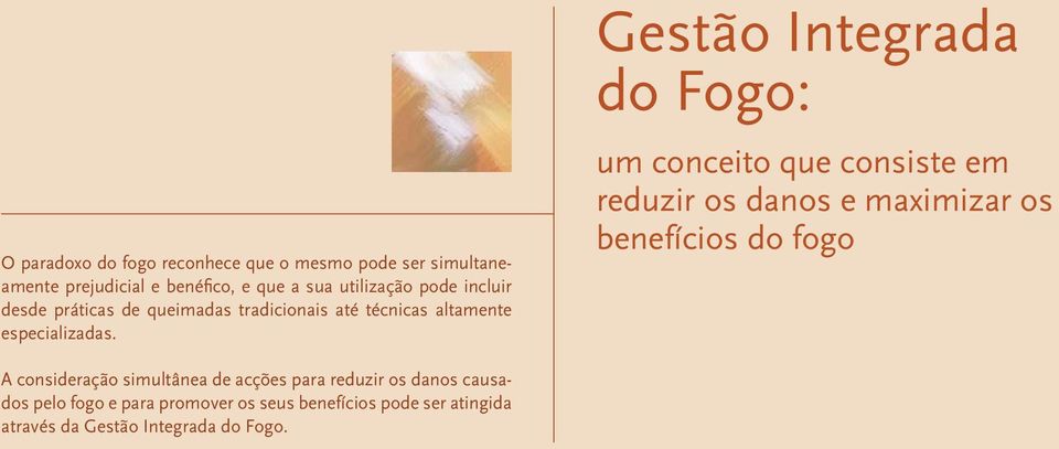 Gestão Integrada do Fogo: um conceito que consiste em reduzir os danos e maximizar os benefícios do fogo A consideração