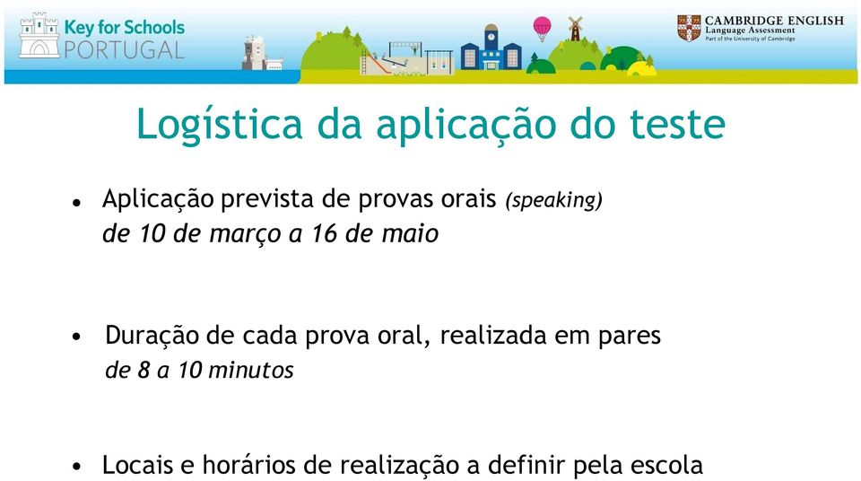 Duração de cada prova oral, realizada em pares de 8 a