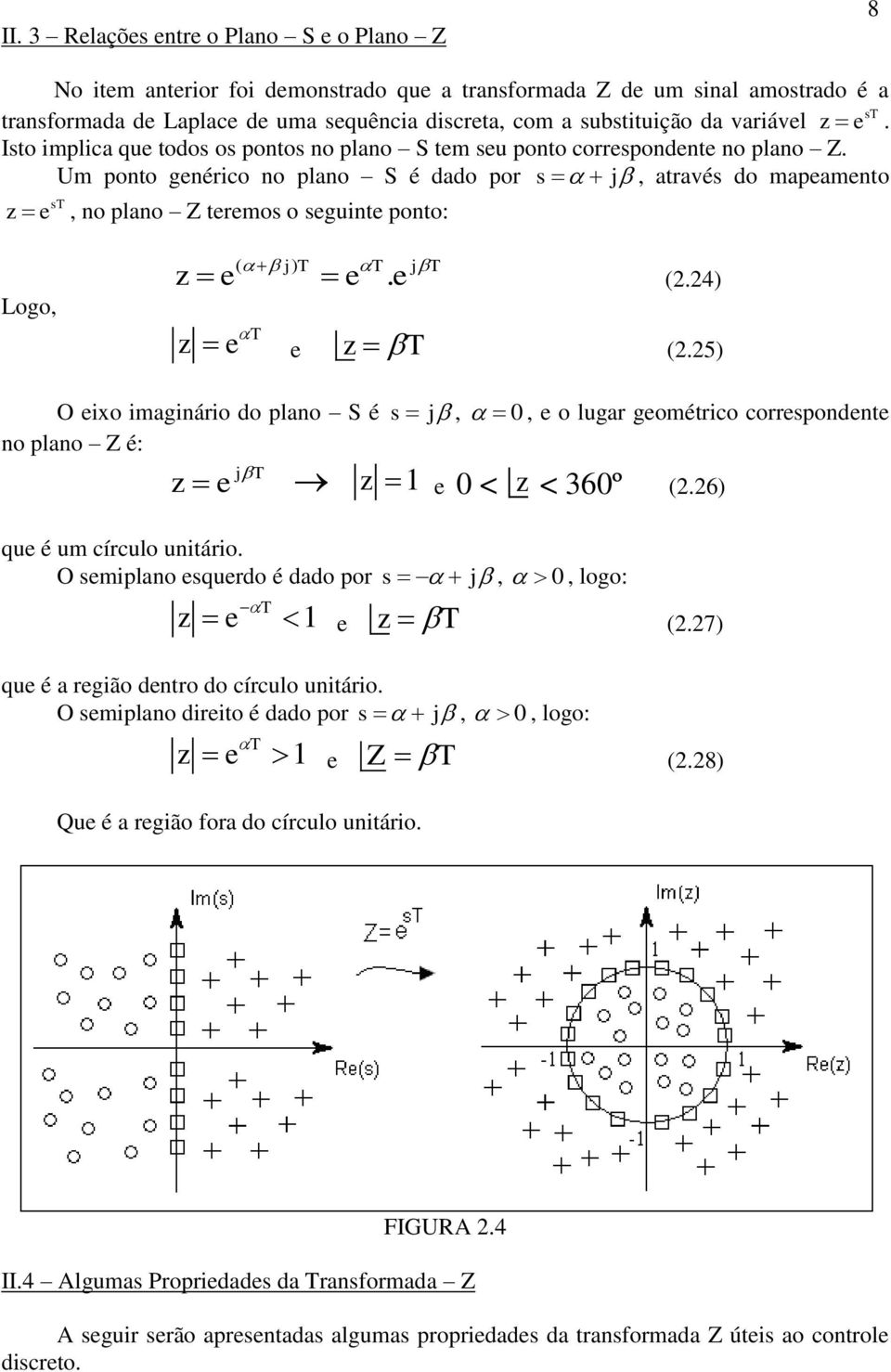 T ( j) T T jt T (.4) (.5) O ixo imaginário do plano S é no plano Z é: j T s j 0 <, 0, o lugar gométrico corrspondnt < 360º (.6) qu é um círculo unitário.