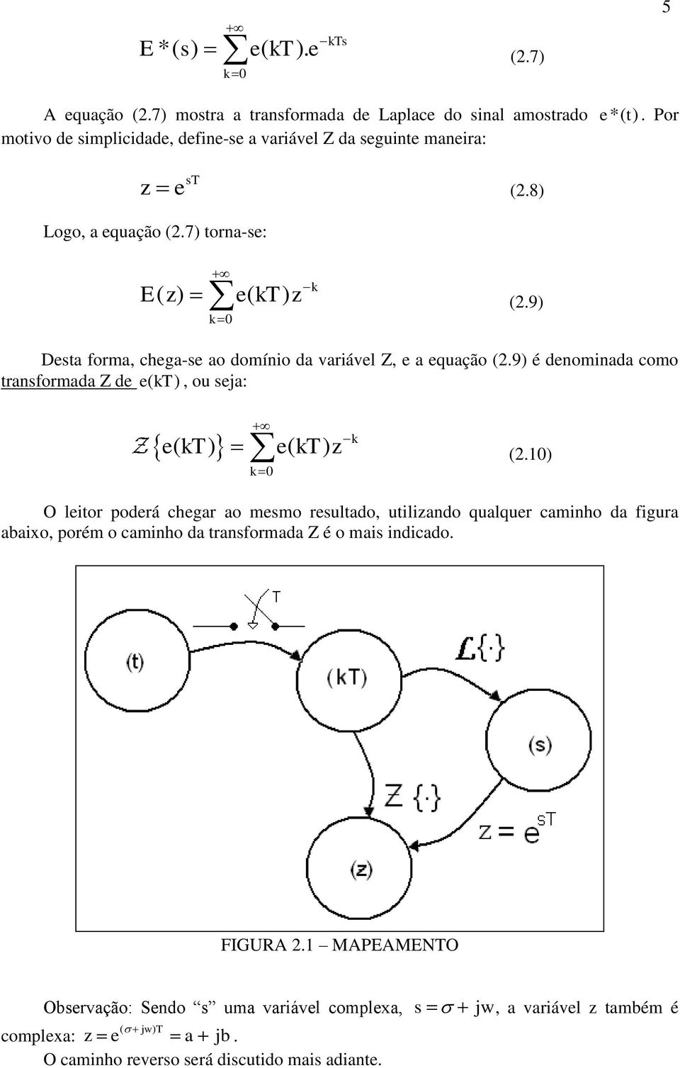 9) Dsta forma, chga-s ao domínio da variávl Z, a quação (.9) é dnominada como transformada Z d, ou sja: ( kt ) ( kt ) ( kt ) k0 k (.