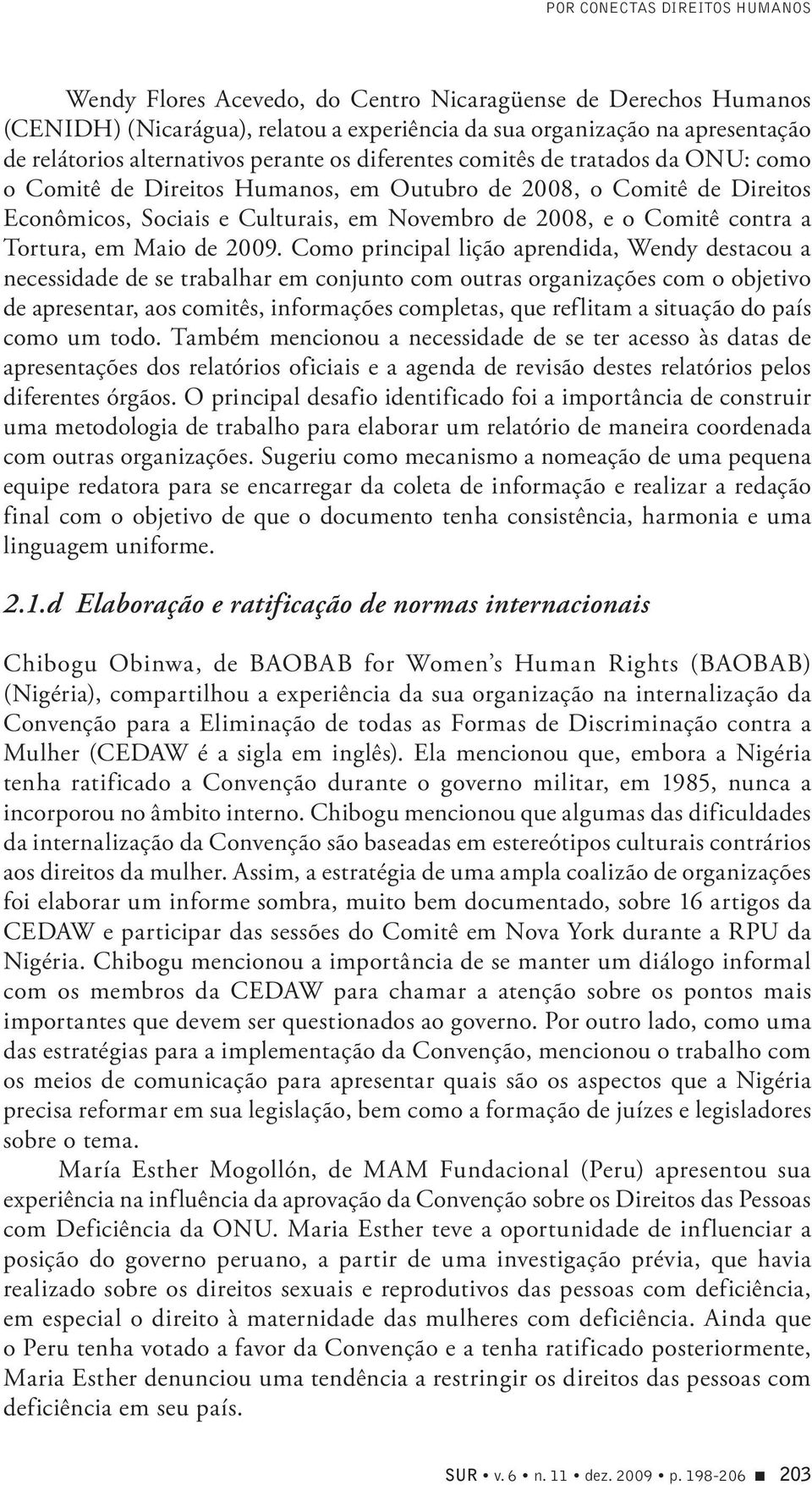 Comitê contra a Tortura, em Maio de 2009.