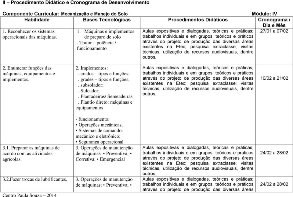 Enumerar funções das máquinas, equipamentos e implementos. 2. Implementos:. arados tipos e funções;. grades tipos e funções;. subsolador;. Sulcador;. Plantadeiras/ Semeadeiras.