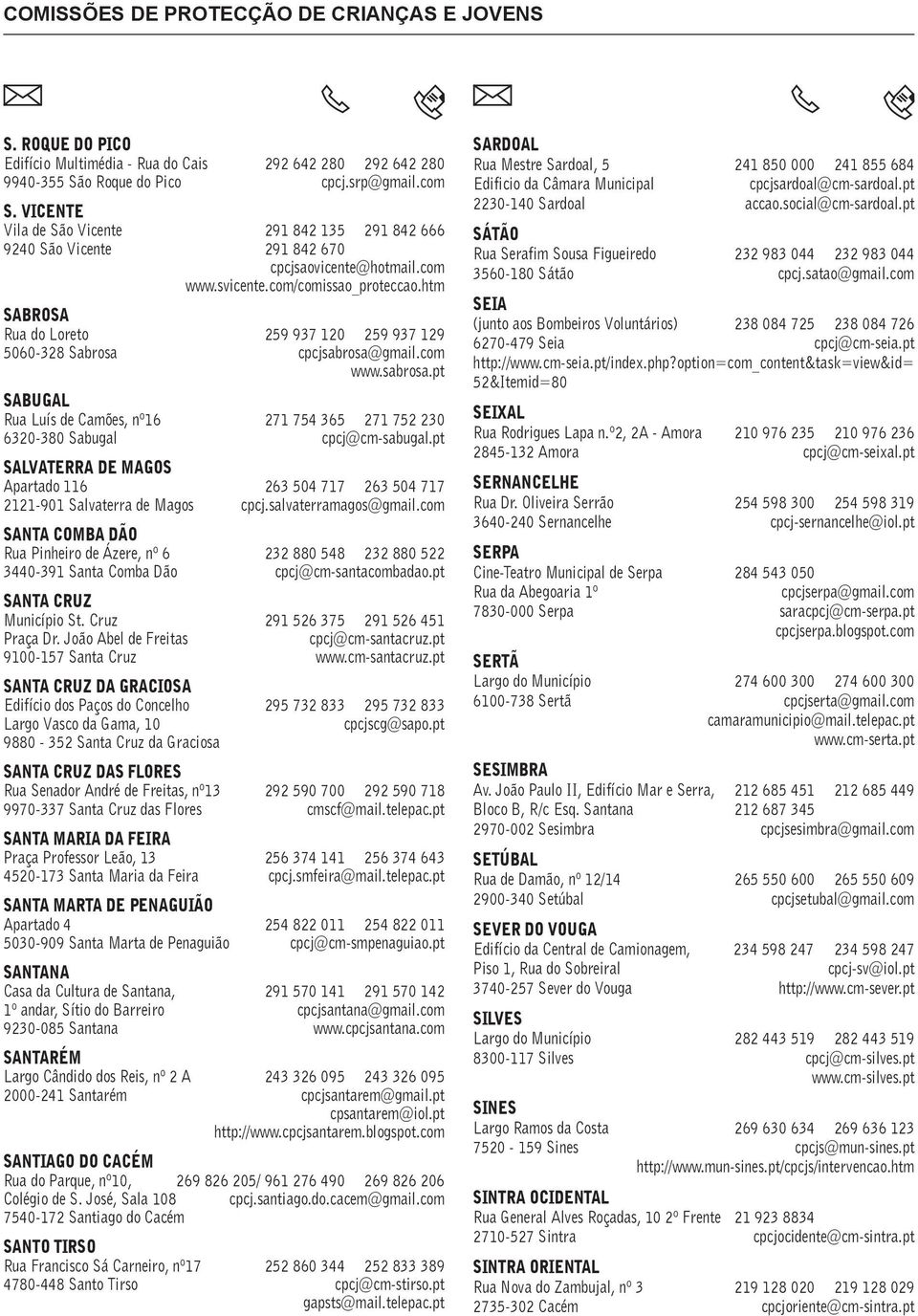 htm SABROSA Rua do Loreto 259 937 120 259 937 129 5060-328 Sabrosa cpcjsabrosa@gmail.com www.sabrosa.pt SABUGAL Rua Luís de Camões, nº16 271 754 365 271 752 230 6320-380 Sabugal cpcj@cm-sabugal.