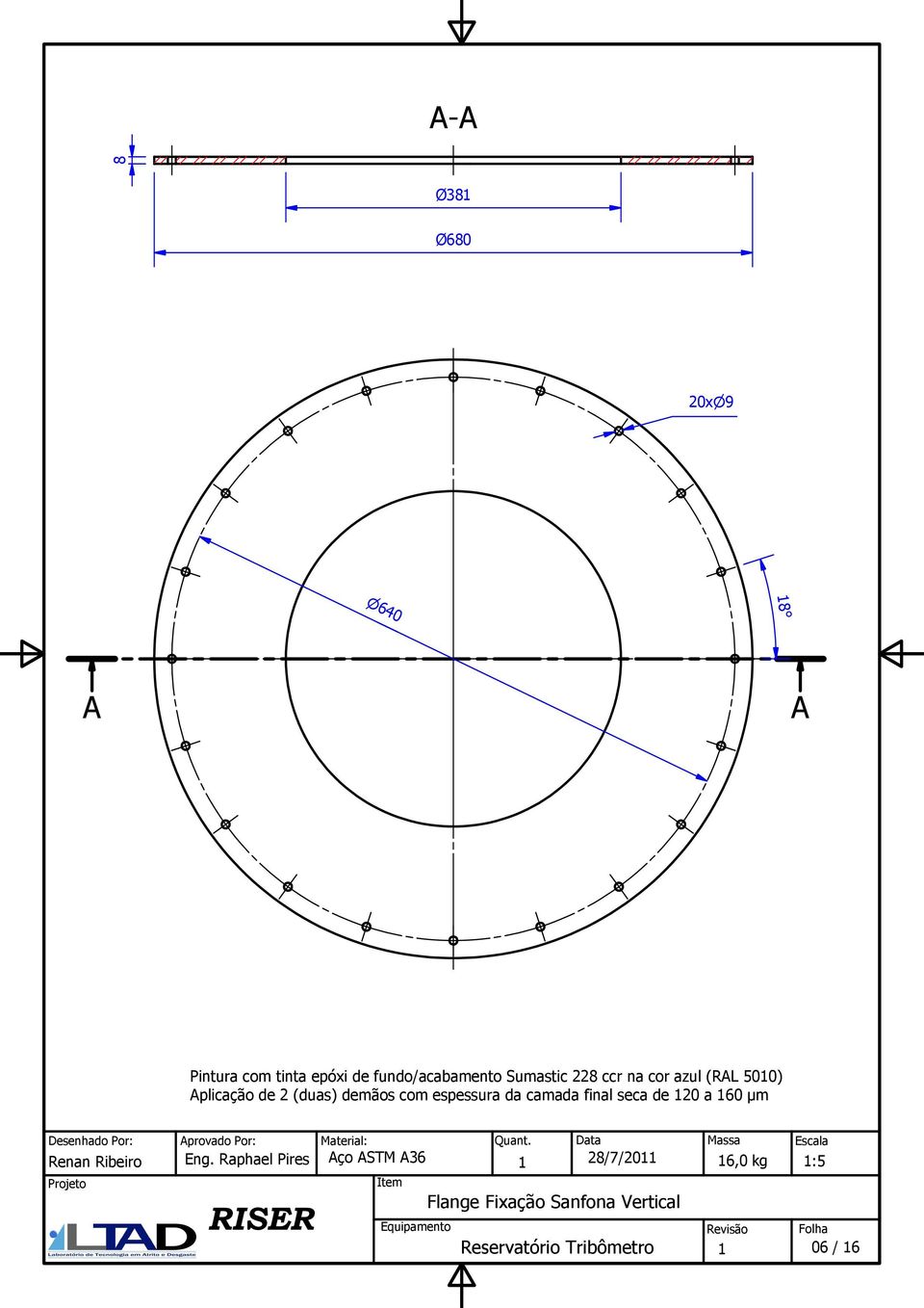 a 0 μm esenhado Por: provado Por: Material: Quant. ata Renan Ribeiro Eng.