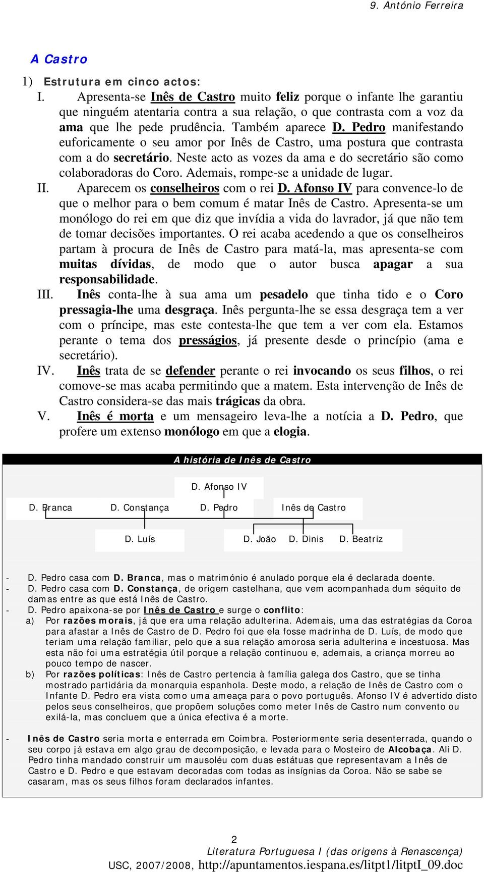 Pedro manifestando euforicamente o seu amor por Inês de Castro, uma postura que contrasta com a do secretário. Neste acto as vozes da ama e do secretário são como colaboradoras do Coro.