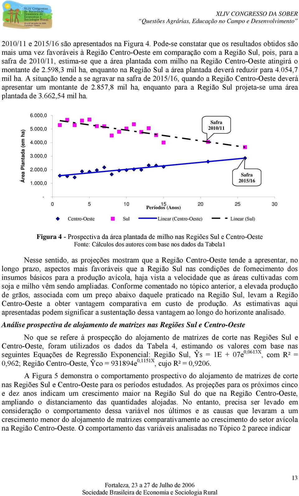 Região Centro-Oeste atingirá o montante de 2.598,3 mil ha, enquanto na Região Sul a área plantada deverá reduzir para 4.054,7 mil ha.