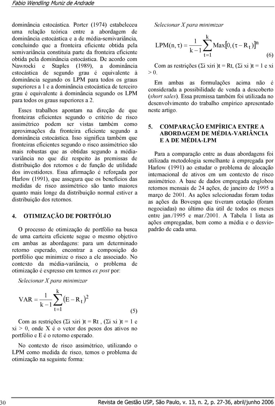 fronteira eficiente obtida pela dominância estocástica.