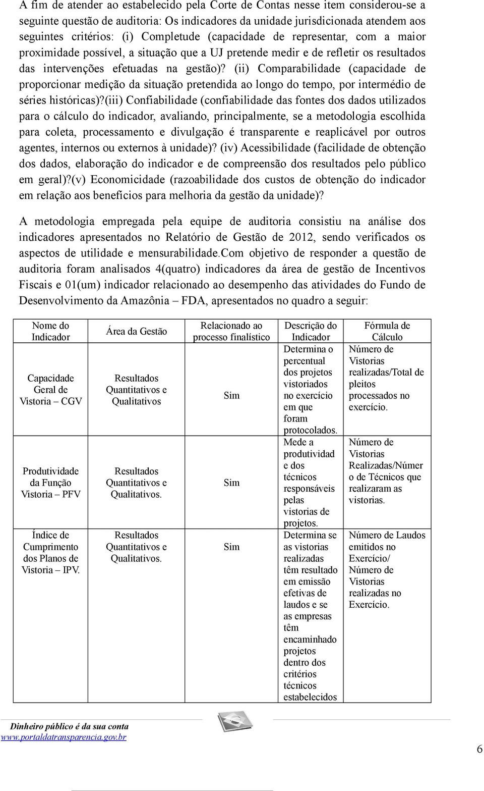 (ii) Comparabilidade (capacidade de proporcionar medição da situação pretendida ao longo do tempo, por intermédio de séries históricas)?