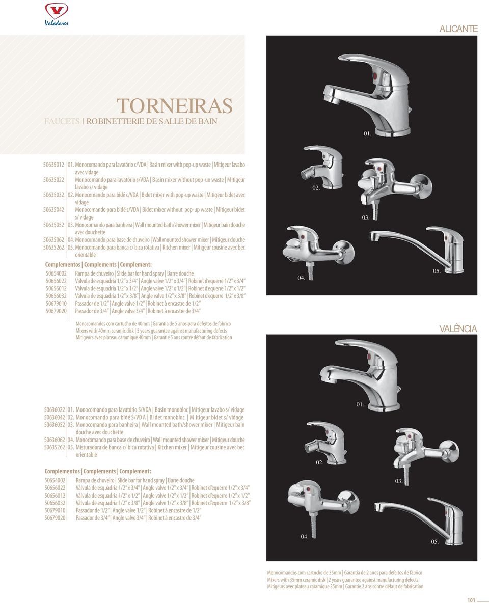 Monocomando para bidé s/vda Bidet mixer without pop-up waste Mitigeur bidet s/ vidage 03.