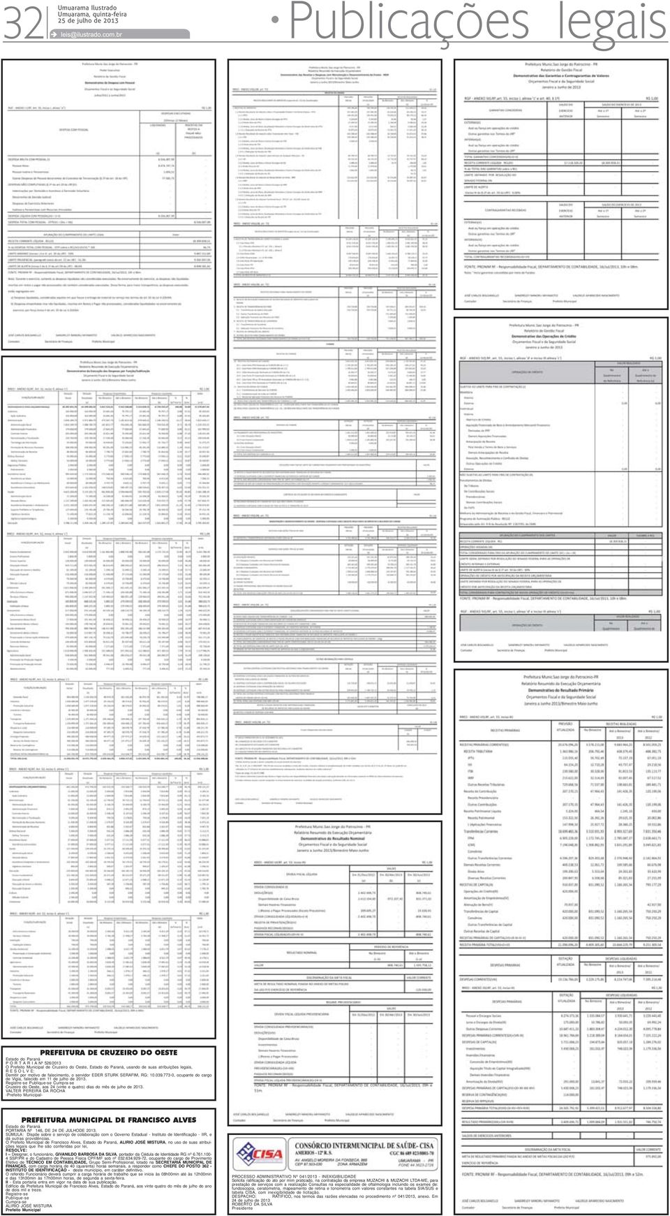 -- PREFEITURA MUNICIPAL DE FRANCISCO ALVES PORTARIA Nº 146, DE 24 DE JULHODE 2013.