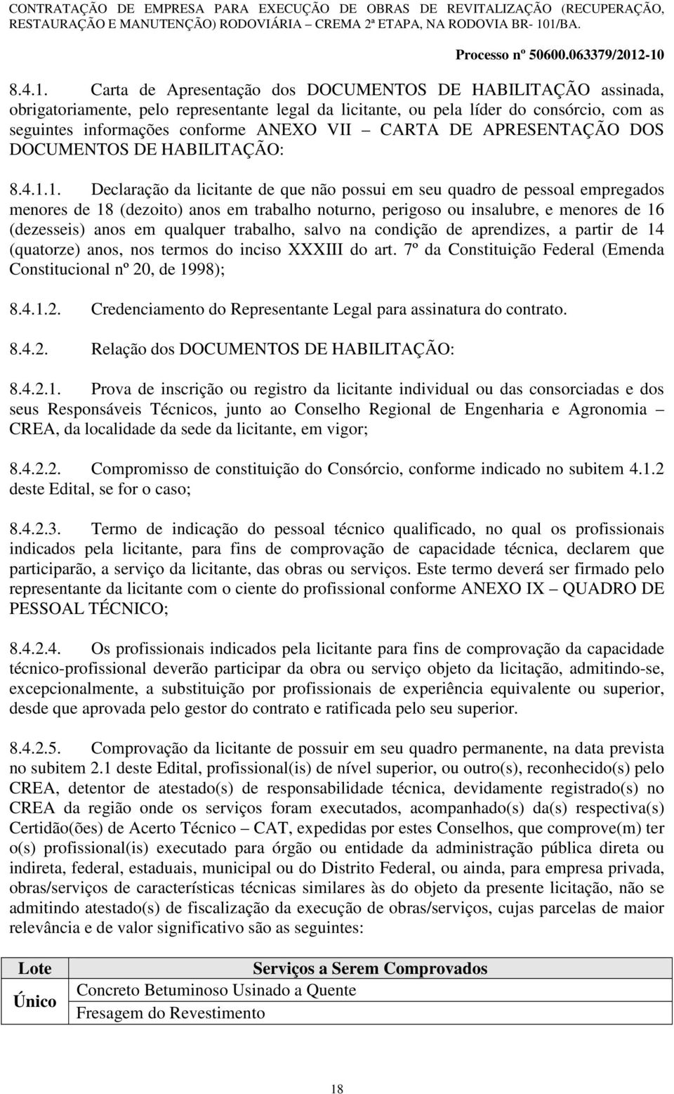 CARTA DE APRESENTAÇÃO DOS DOCUMENTOS DE HABILITAÇÃO: 1.