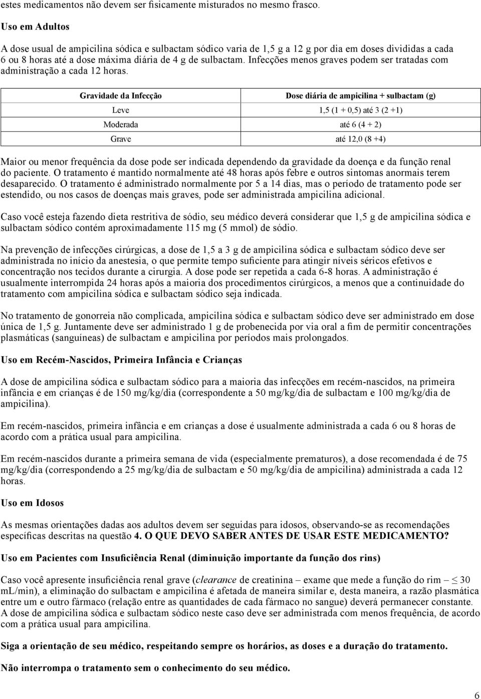 Infecções menos graves podem ser tratadas com administração a cada 12 horas.