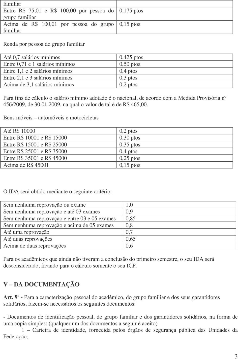 adotado é o nacional, de acordo com a Medida Provisória nº 456/2009, de 30.01.2009, na qual o valor de tal é de R$ 465,00.