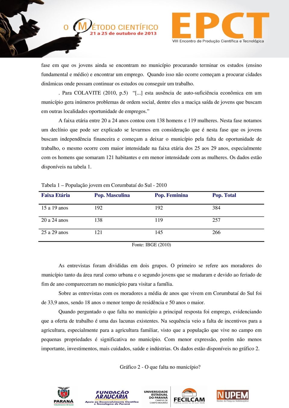 ..] esta ausência de auto-suficiência econômica em um município gera inúmeros problemas de ordem social, dentre eles a maciça saída de jovens que buscam em outras localidades oportunidade de empregos.