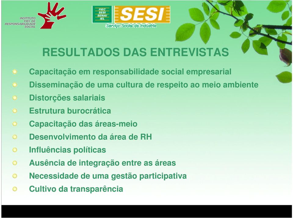 burocrática Capacitação das áreas-meio Desenvolvimento da área de RH Influências