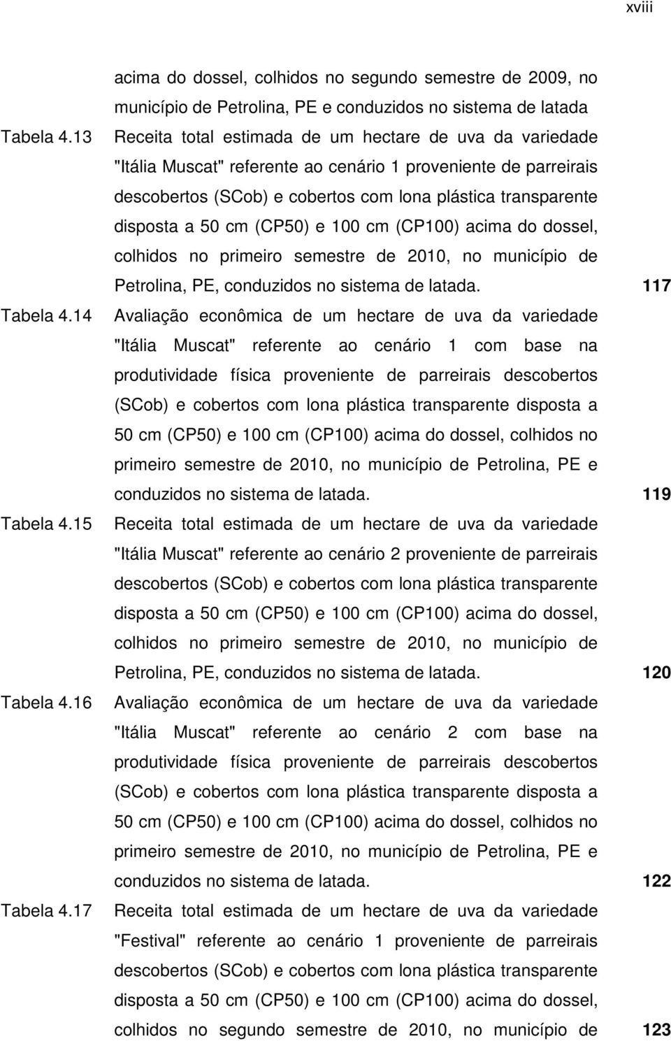 referente ao cenário 1 proveniente de parreirais descobertos (SCob) e cobertos com lona plástica transparente disposta a 50 cm (CP50) e 100 cm (CP100) acima do dossel, colhidos no primeiro semestre