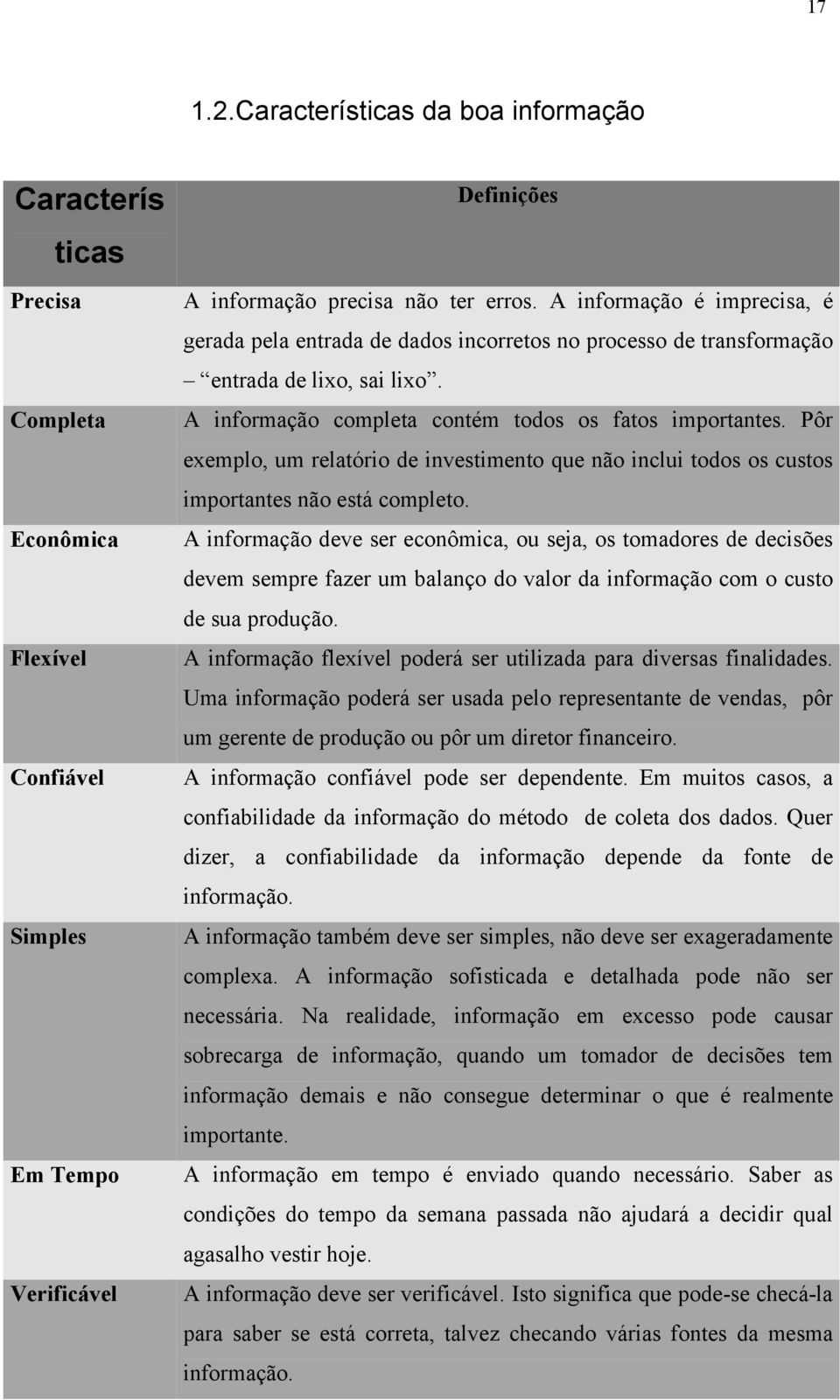 Pôr exemplo, um relatório de investimento que não inclui todos os custos importantes não está completo.