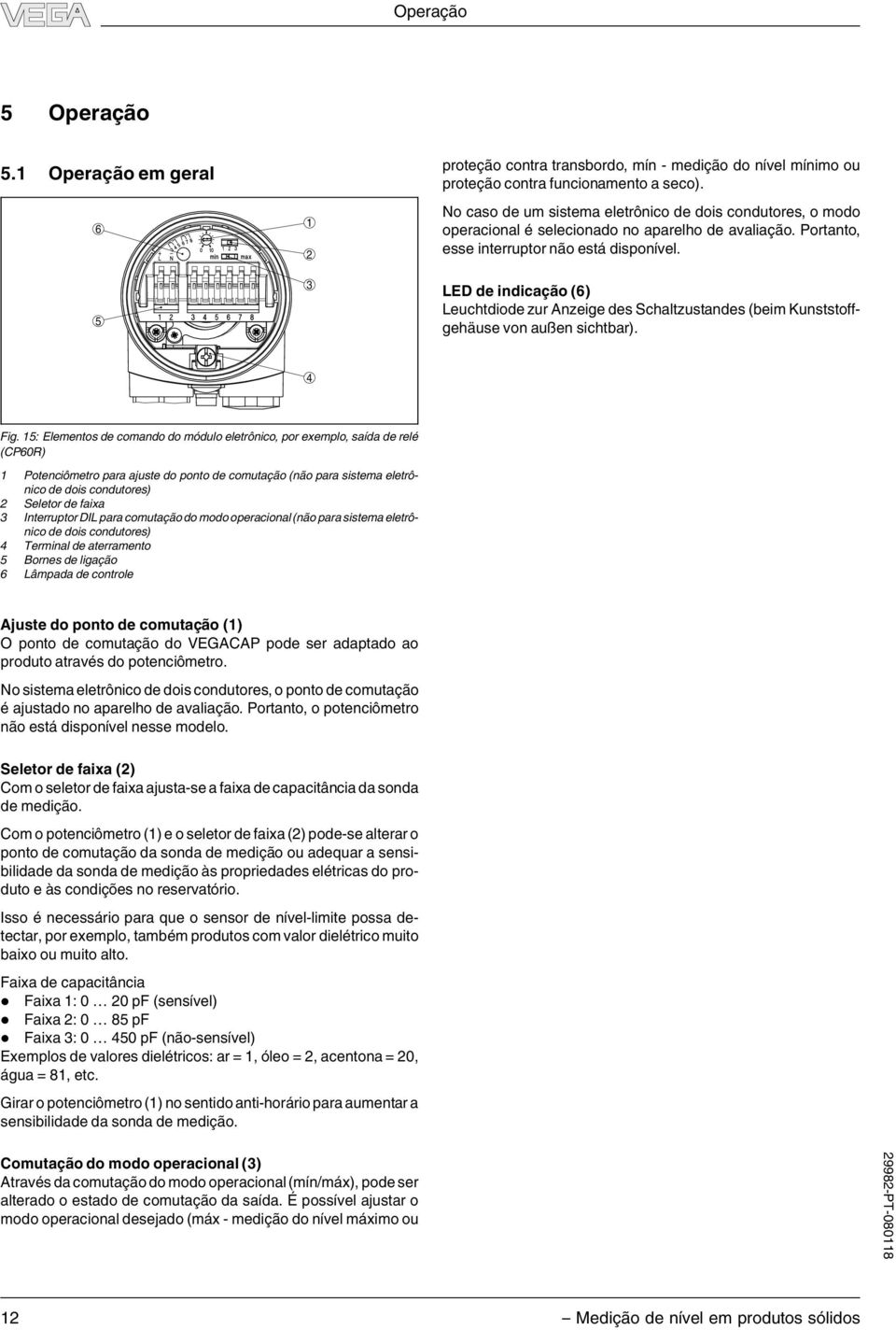 LED de indicação (6) Leuchtdiode zur Anzeige des Schaltzustandes (beim Kunststoffgehäuse von außen sichtbar). 4 Fig.