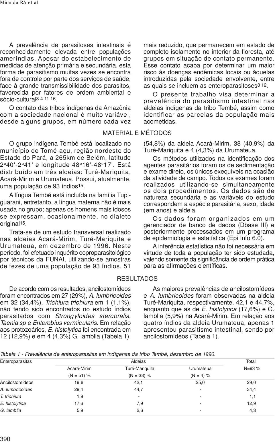 transmissibilidade dos parasitos, favorecida por fatores de ordem ambiental e sócio-cultural3 4 11 16.