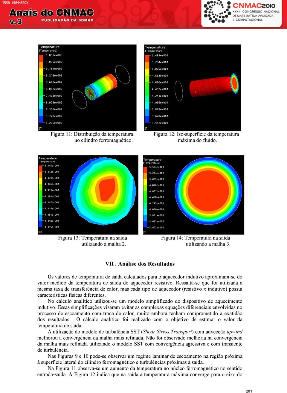 Análise dos Resultados Os valores de temperatura de saída calculados para o aquecedor indutivo aproximam-se do valor medido da temperatura de saída do aquecedor resistivo.