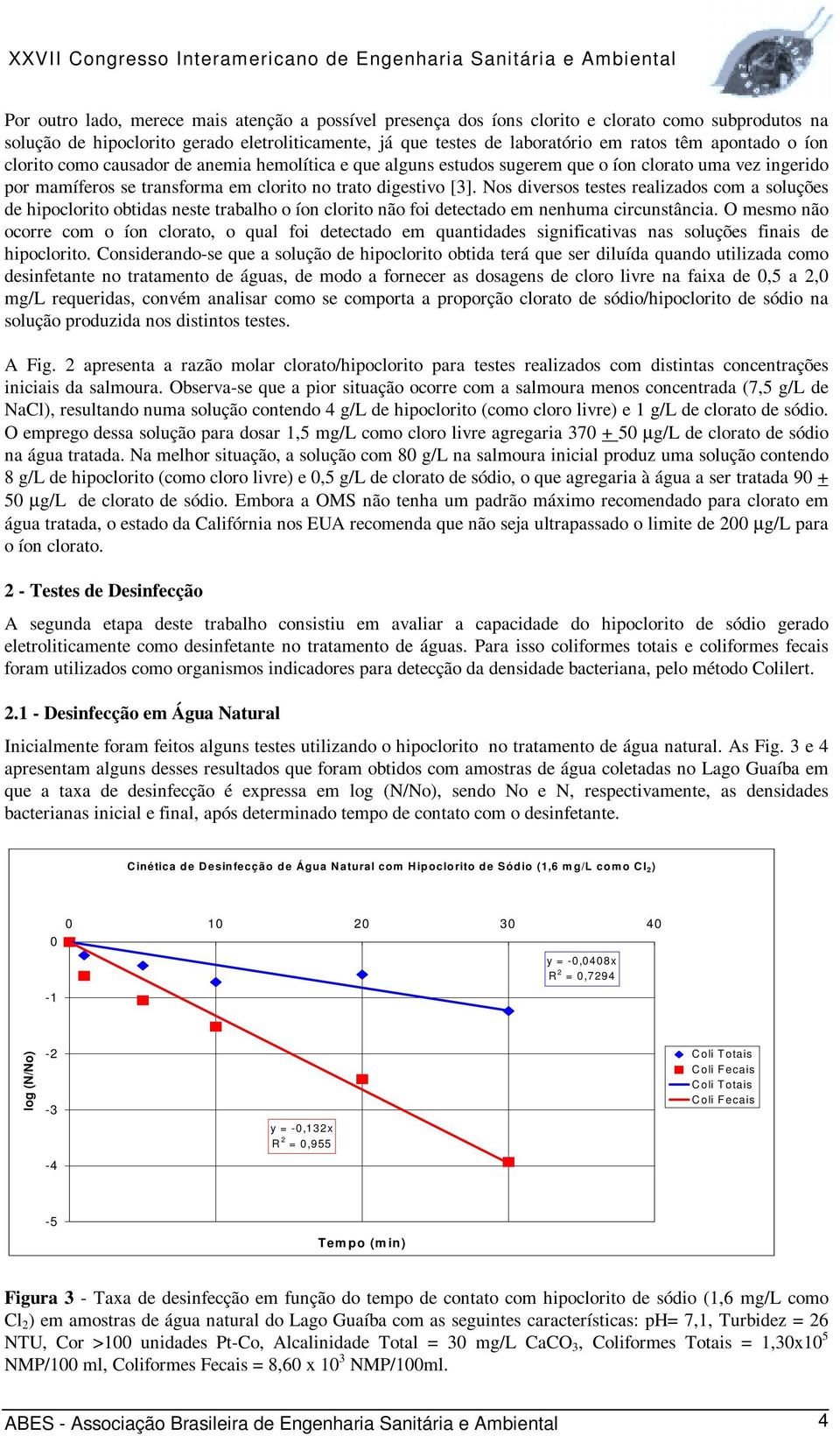 Nos diversos testes realizados com a soluções de hipoclorito obtidas neste trabalho o íon clorito não foi detectado em nenhuma circunstância.