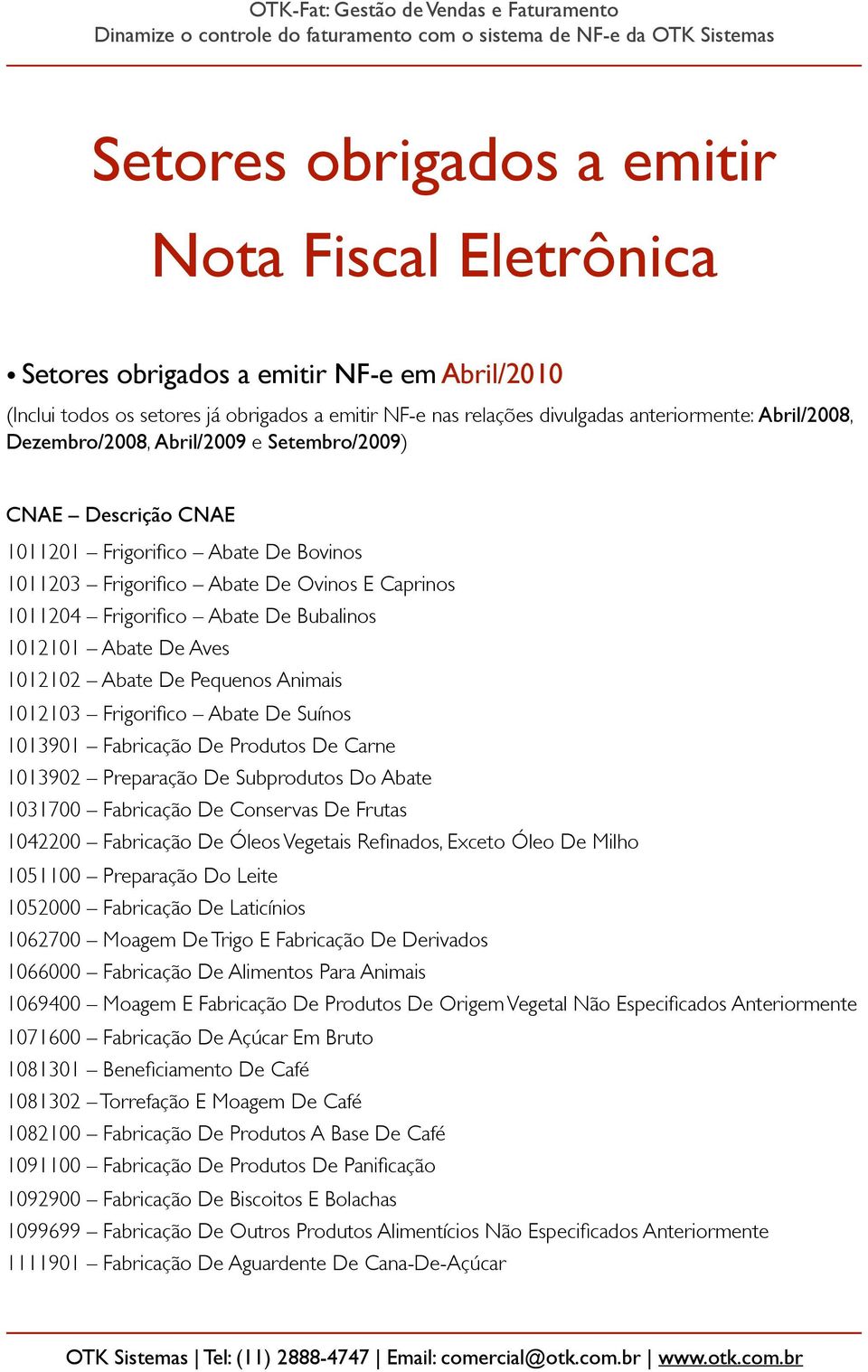 De Aves 1012102 Abate De Pequenos Animais 1012103 Frigorifico Abate De Suínos 1013901 Fabricação De Produtos De Carne 1013902 Preparação De Subprodutos Do Abate 1031700 Fabricação De Conservas De