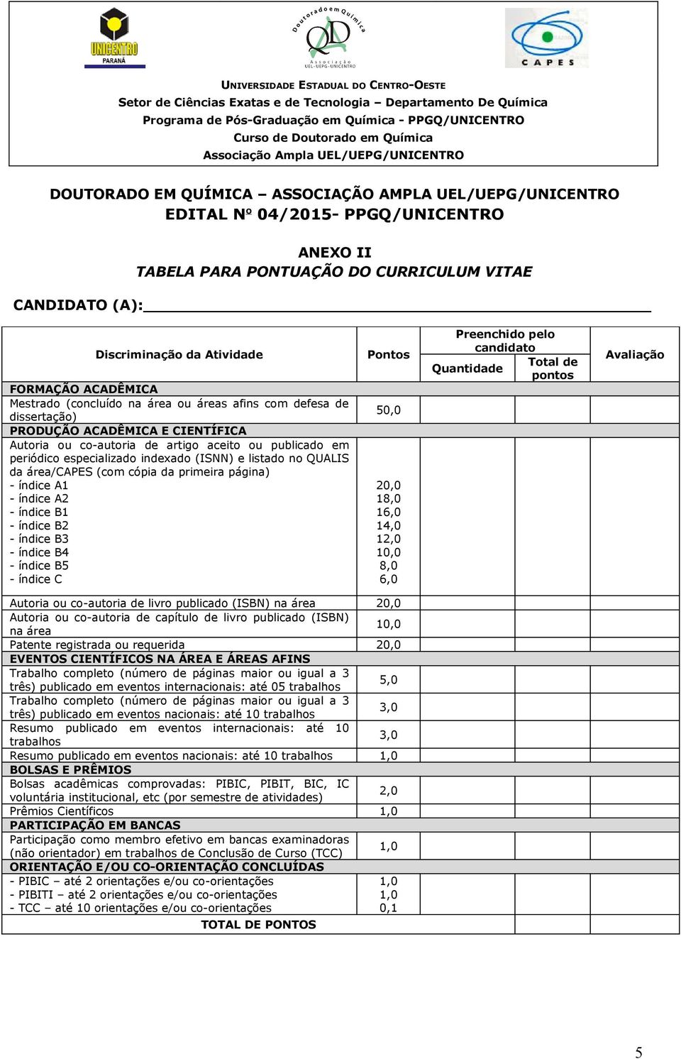 (com cópia da primeira página) - índice A1 - índice A2 - índice B1 - índice B2 - índice B3 - índice B4 - índice B5 - índice C Pontos 50,0 20,0 18,0 16,0 14,0 12,0 10,0 8,0 6,0 Preenchido pelo