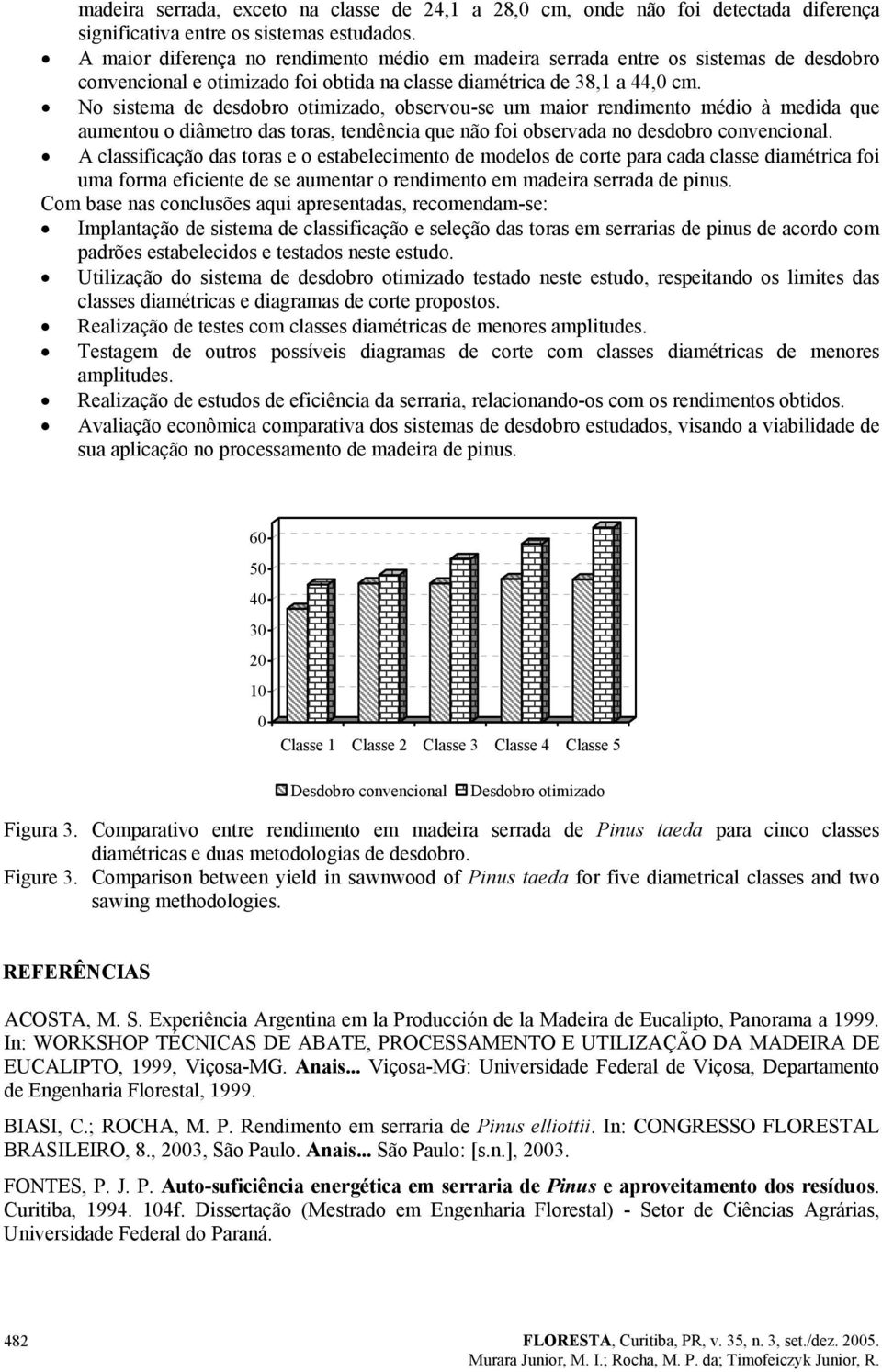 No sistema de desdobro otimizado, observou-se um maior rendimento médio à medida que aumentou o diâmetro das toras, tendência que não foi observada no desdobro convencional.