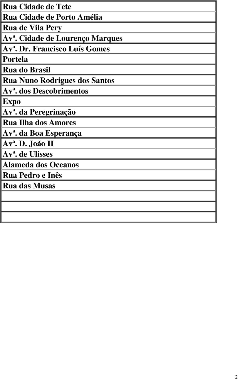Francisco Luís Gomes Portela Rua do Brasil Rua Nuno Rodrigues dos Santos Avª.