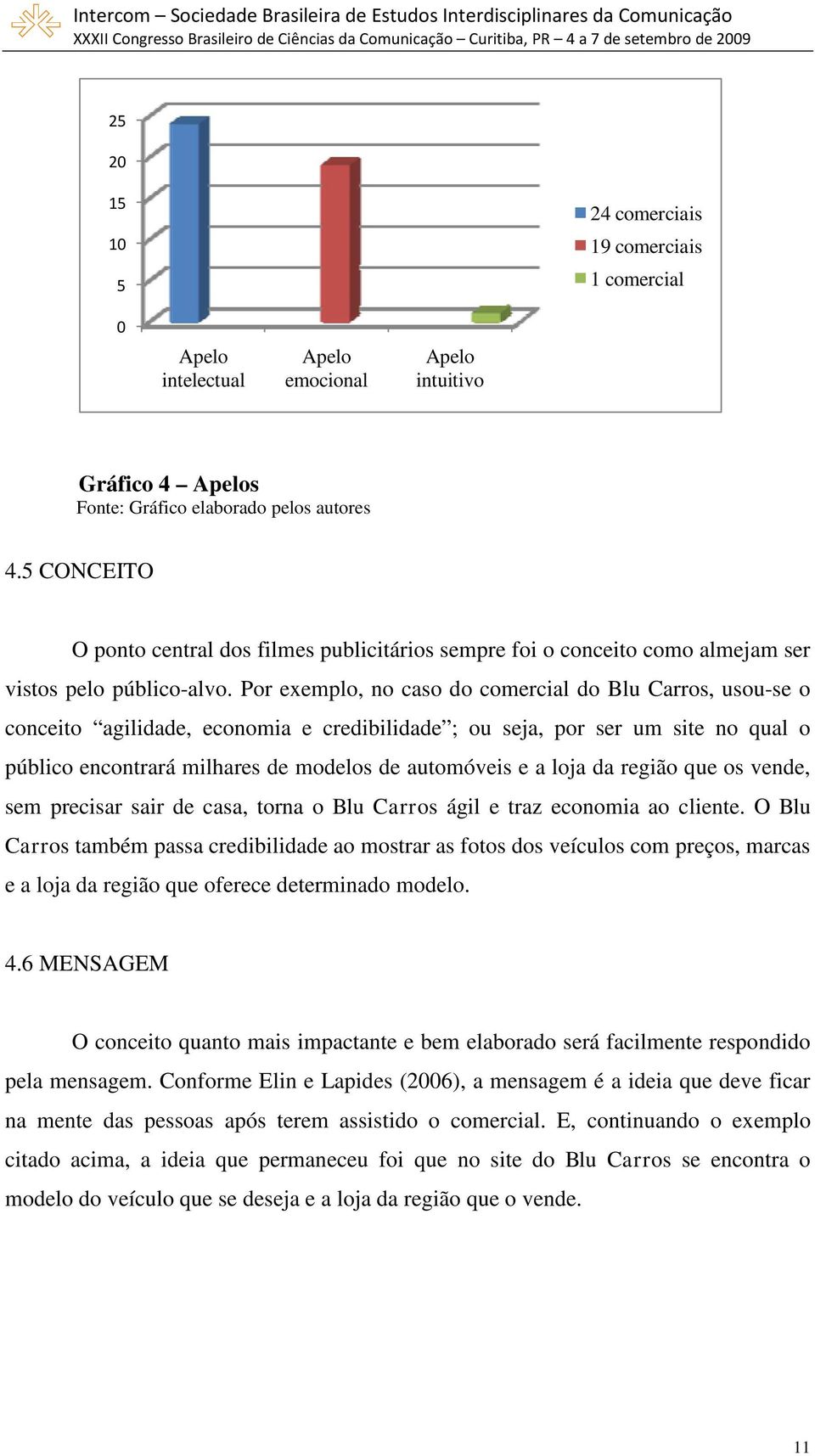 Por exemplo, no caso do comercial do Blu Carros, usou-se o conceito agilidade, economia e credibilidade ; ou seja, por ser um site no qual o público encontrará milhares de modelos de automóveis e a