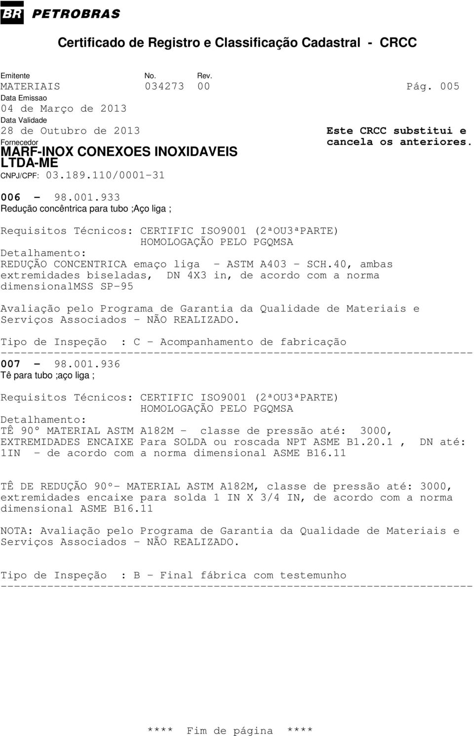 936 Tê para tubo ;aço liga ; TÊ 90 MATERIAL ASTM A182M - classe de pressão até: 3000, EXTREMIDADES ENCAIXE Para SOLDA ou roscada NPT ASME B1.20.