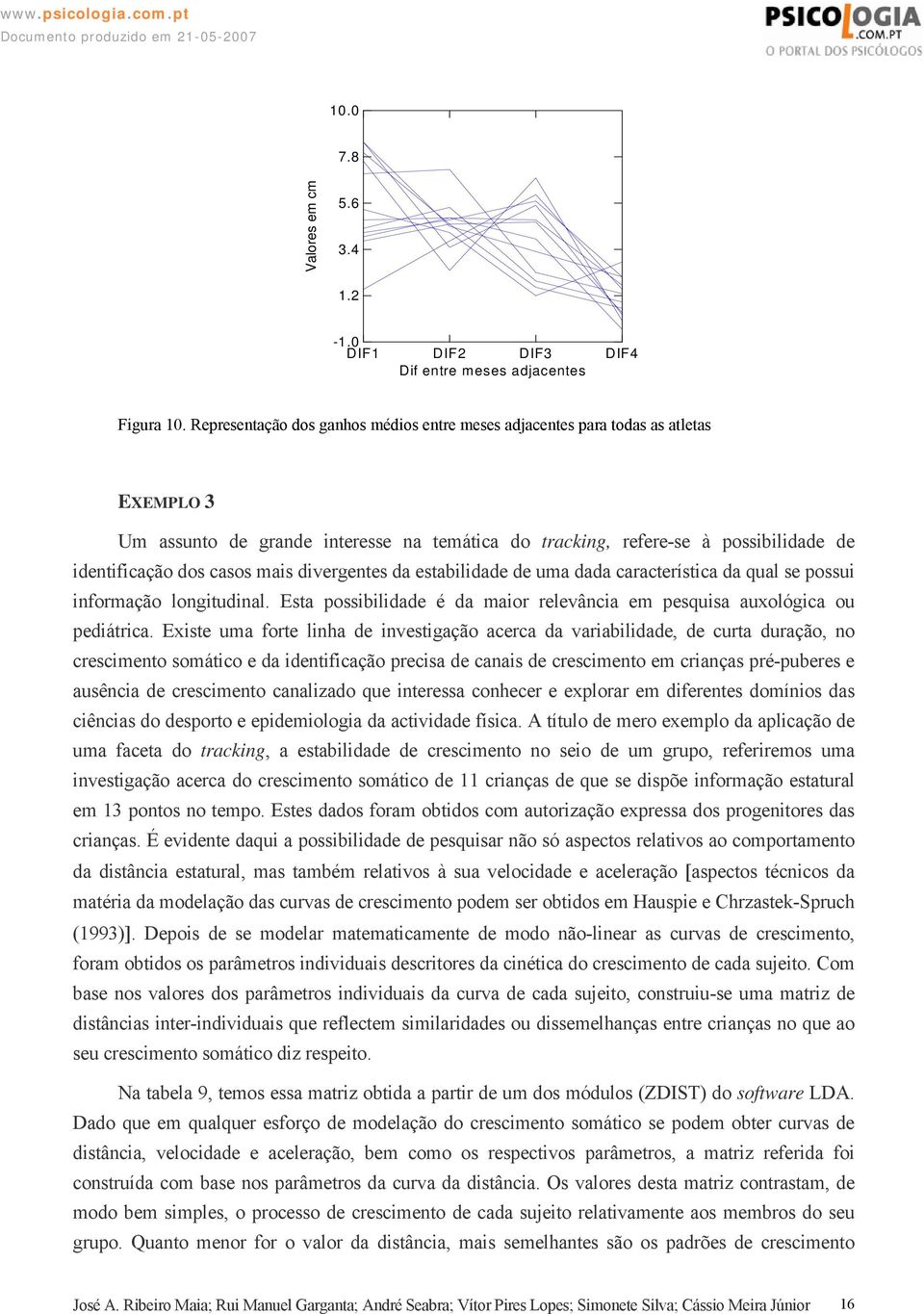 mais divergentes da estabilidade de uma dada característica da qual se possui informação longitudinal. Esta possibilidade é da maior relevância em pesquisa auxológica ou pediátrica.