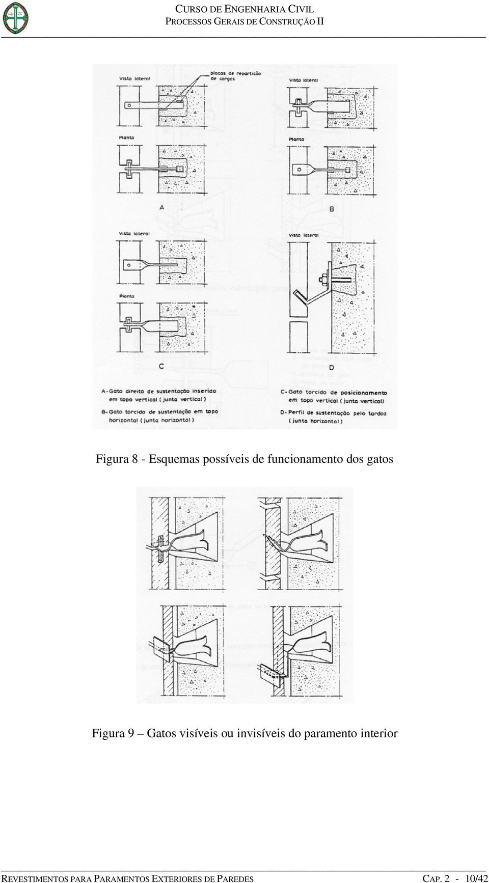 visíveis ou invisíveis do paramento interior