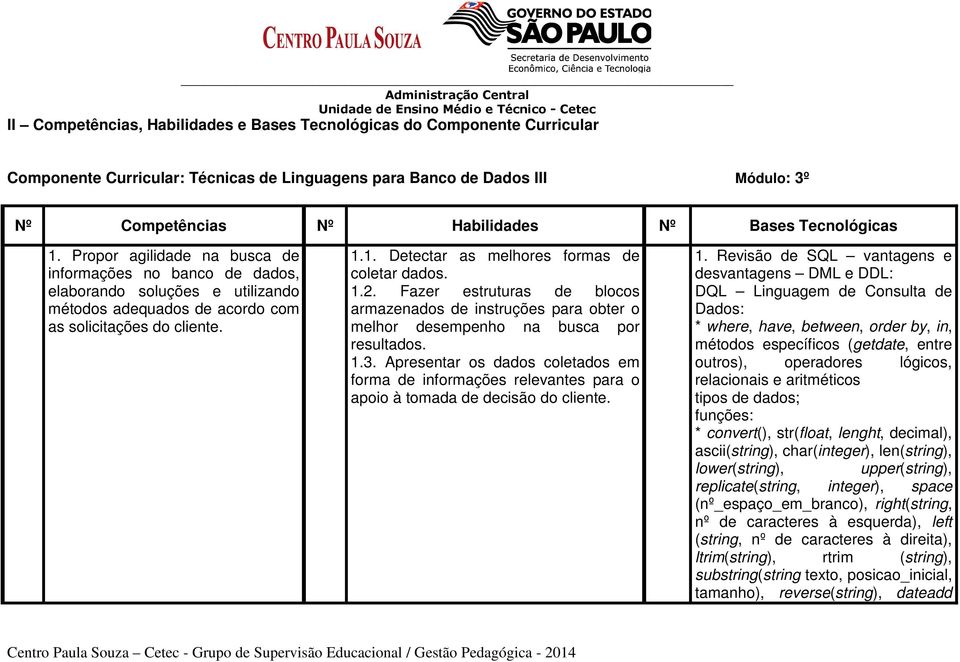 1.2. Fazer estruturas de blocos armazenados de instruções para obter o melhor desempenho na busca por resultados. 1.3.