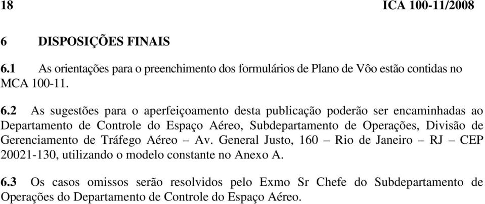 de Operações, Divisão de Gerenciamento de Tráfego Aéreo Av.