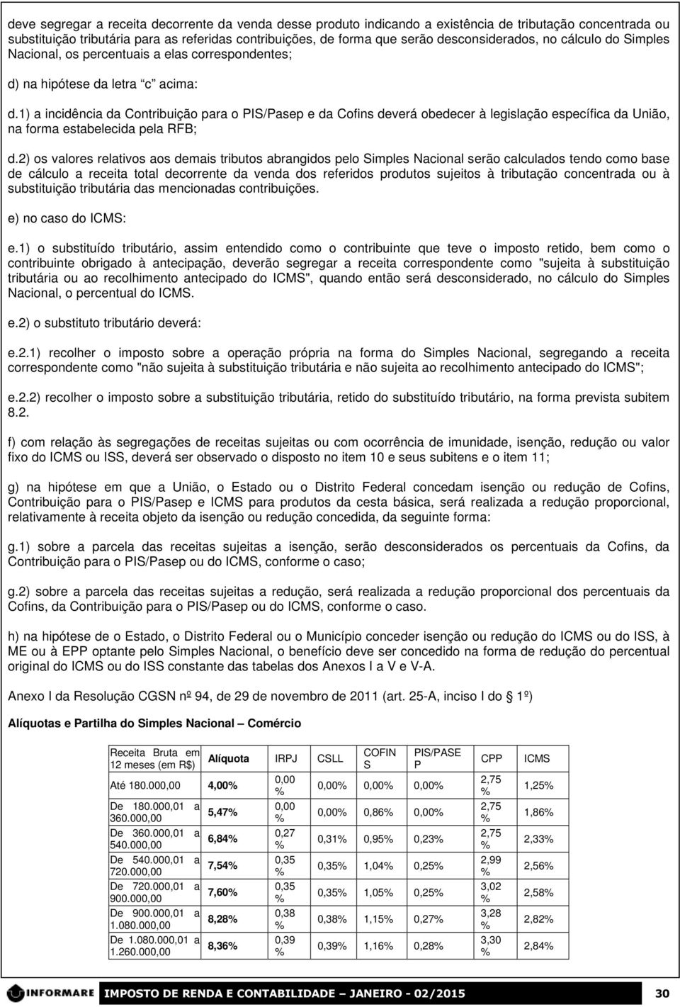 1) a incidência da Contribuição para o PI/Pasep e da Cofins deverá obedecer à legislação específica da União, na forma estabelecida pela RFB; d.