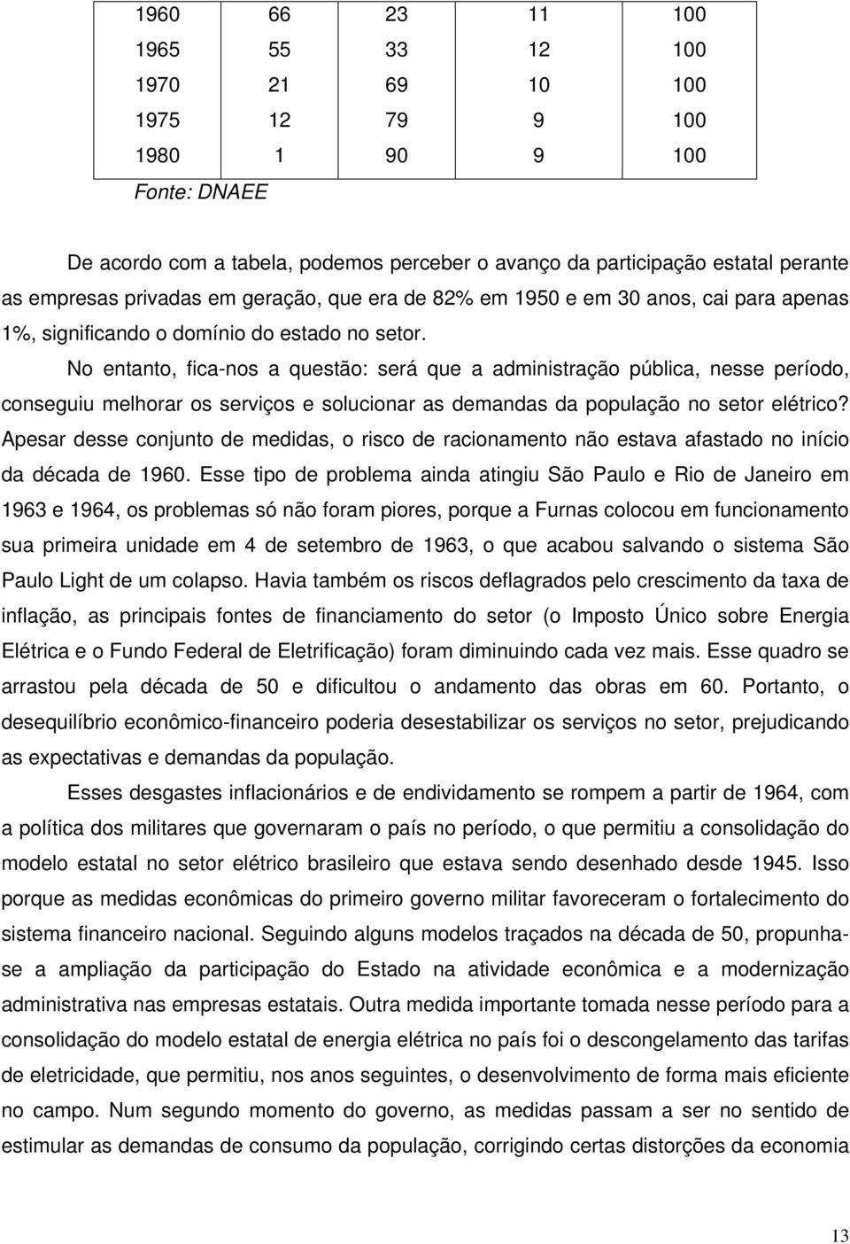 No entanto, fica-nos a questão: será que a administração pública, nesse período, conseguiu melhorar os serviços e solucionar as demandas da população no setor elétrico?