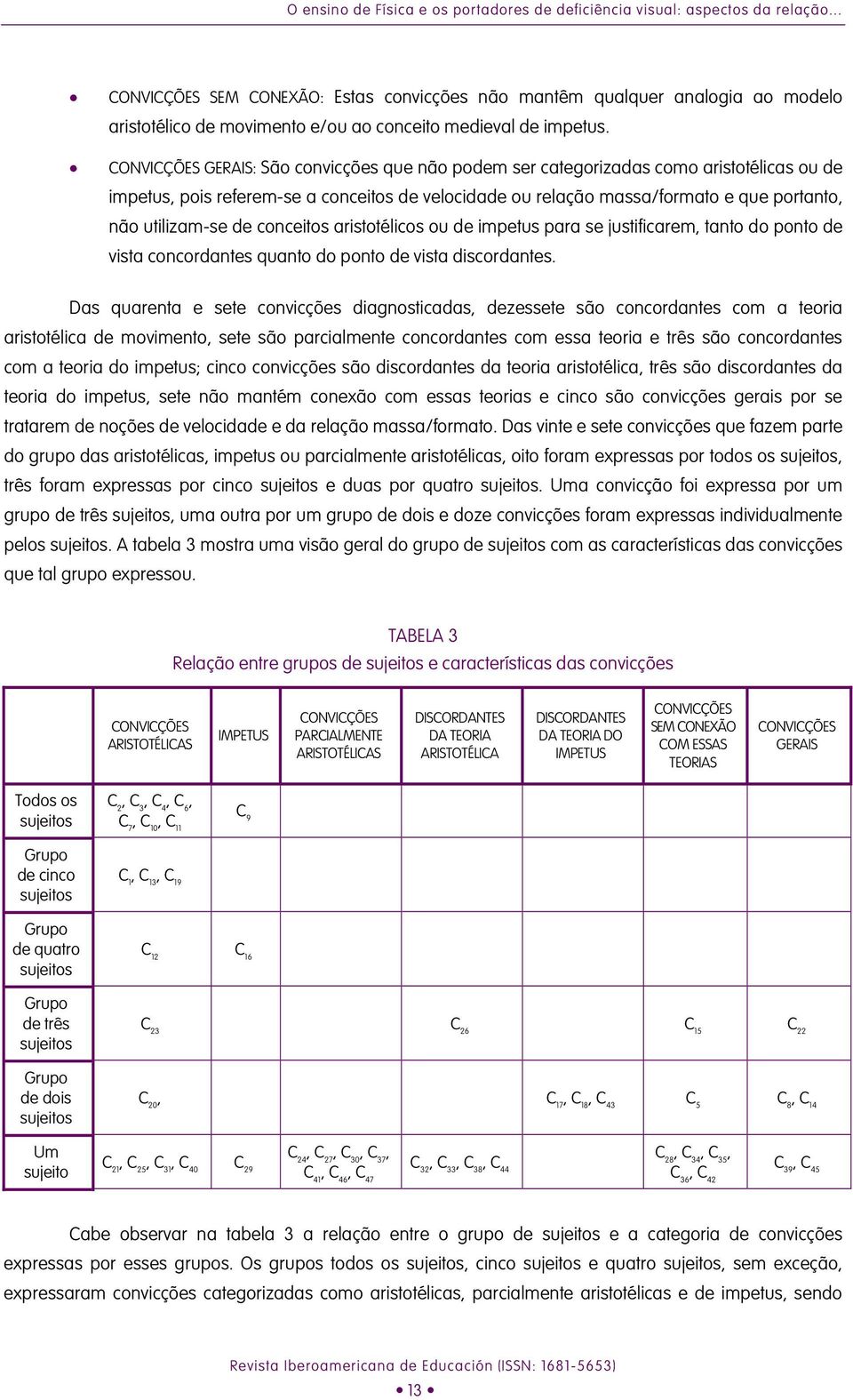 que portanto, não utilizam-se de conceitos aristotélicos ou de impetus para se justificarem, tanto do ponto de vista concordantes quanto do ponto de vista discordantes Das quarenta e sete convicções